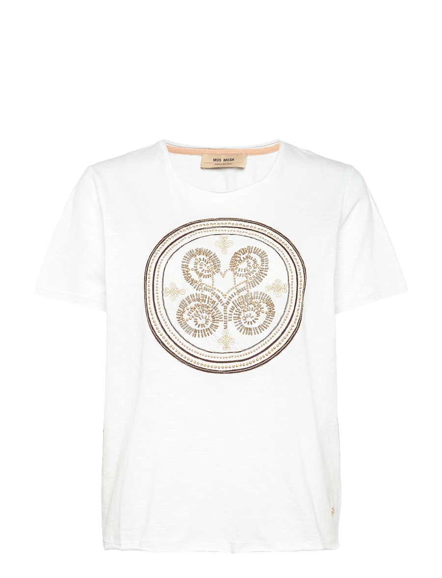 MOS MOSH - MMZano O-SS Embroidery Tee - t-shirts - white - 0