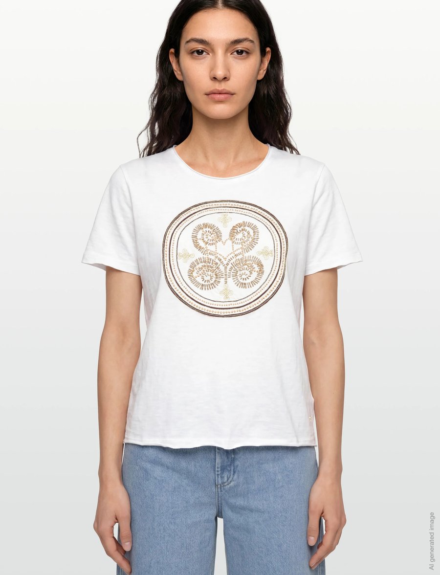 MOS MOSH - MMZano O-SS Embroidery Tee - t-shirts - white - 3