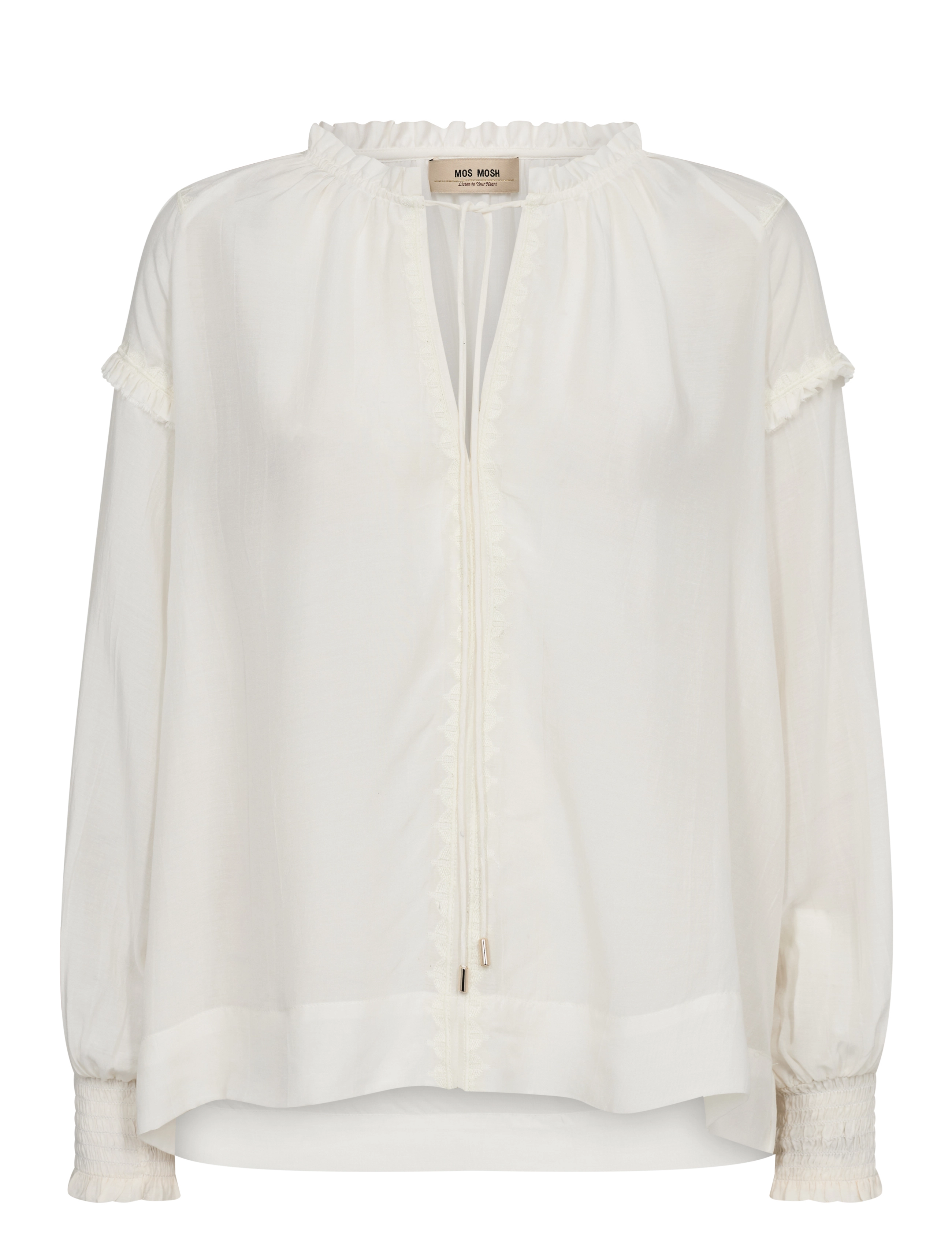 MOS MOSH Mmmarb Sansa Emb Blouse, XL, Blouses, Weiß - Long-sleeved, Frauen