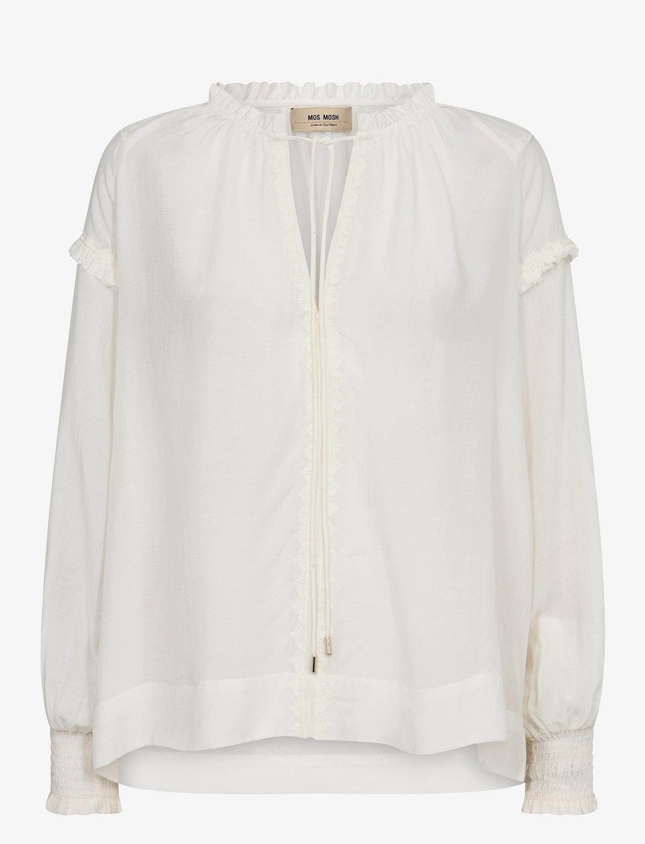 MOS MOSH - MMMarb Sansa Emb Blouse - langærmede bluser - ecru - 0