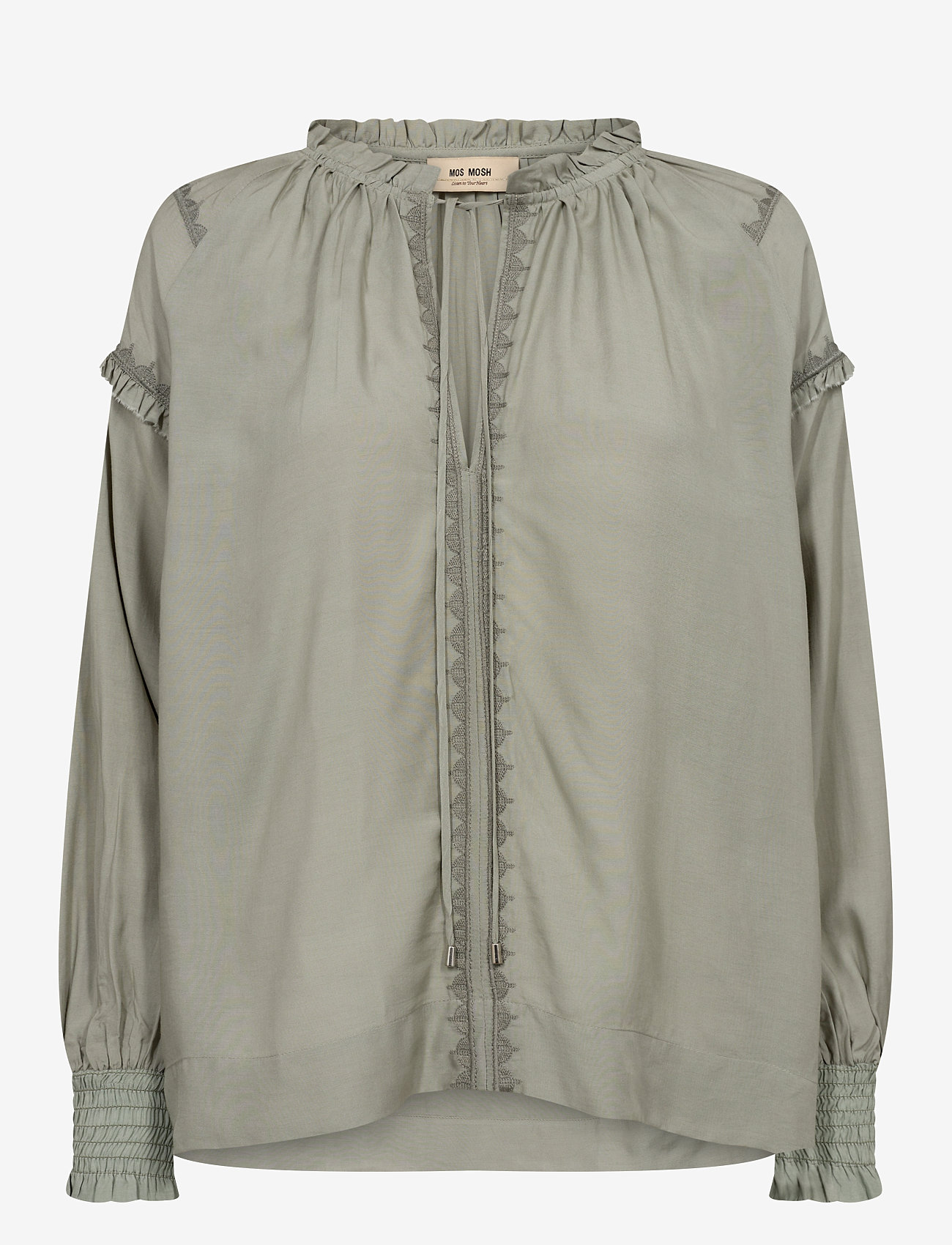 MOS MOSH - MMMarb Sansa Emb Blouse - langærmede bluser - shadow - 0