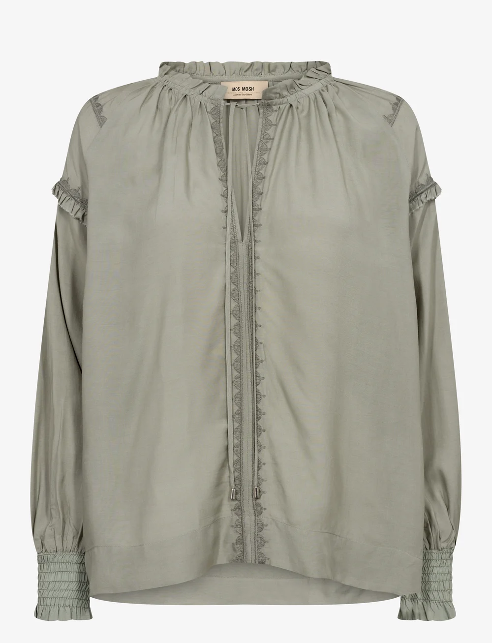 MOS MOSH - MMMarb Sansa Emb Blouse - langærmede bluser - shadow - 0