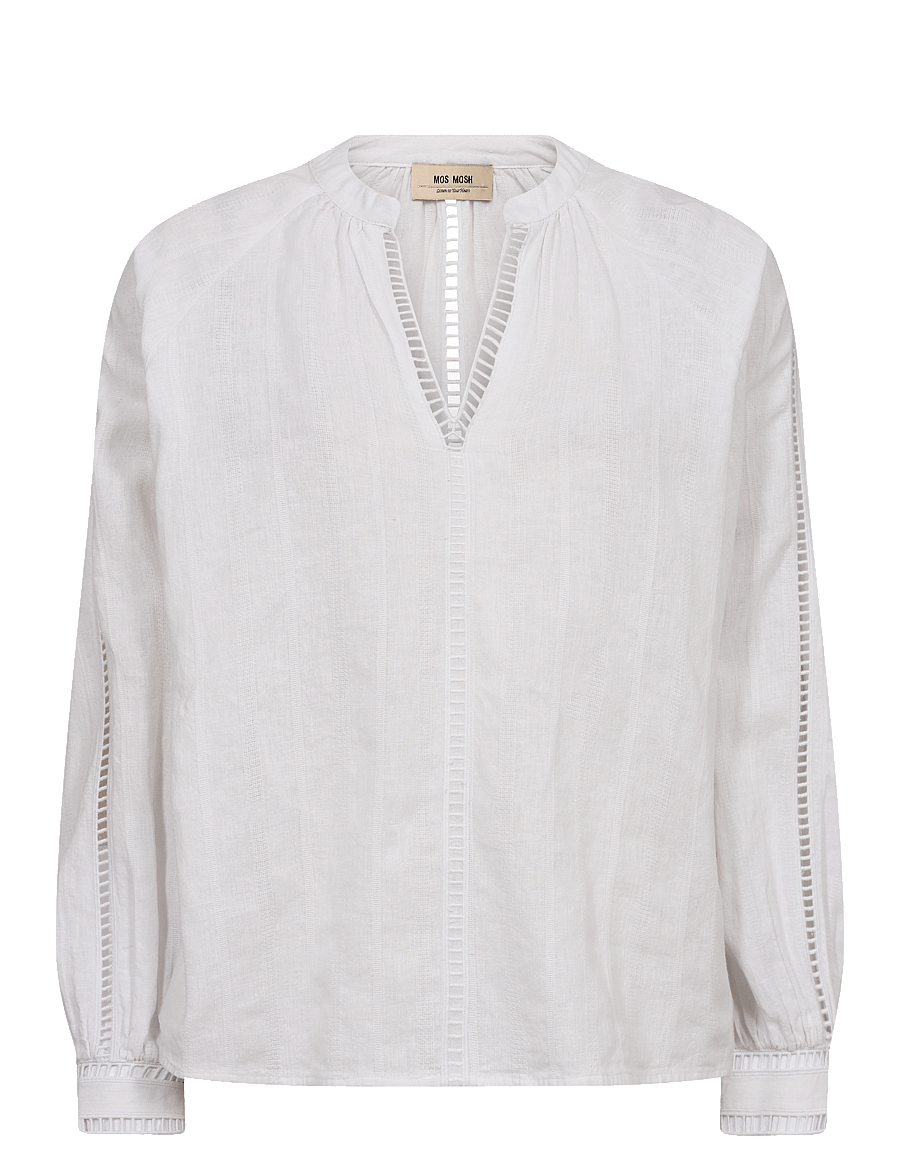 MOS MOSH - MMZeina Linen Blouse - langärmelige blusen - white - 0