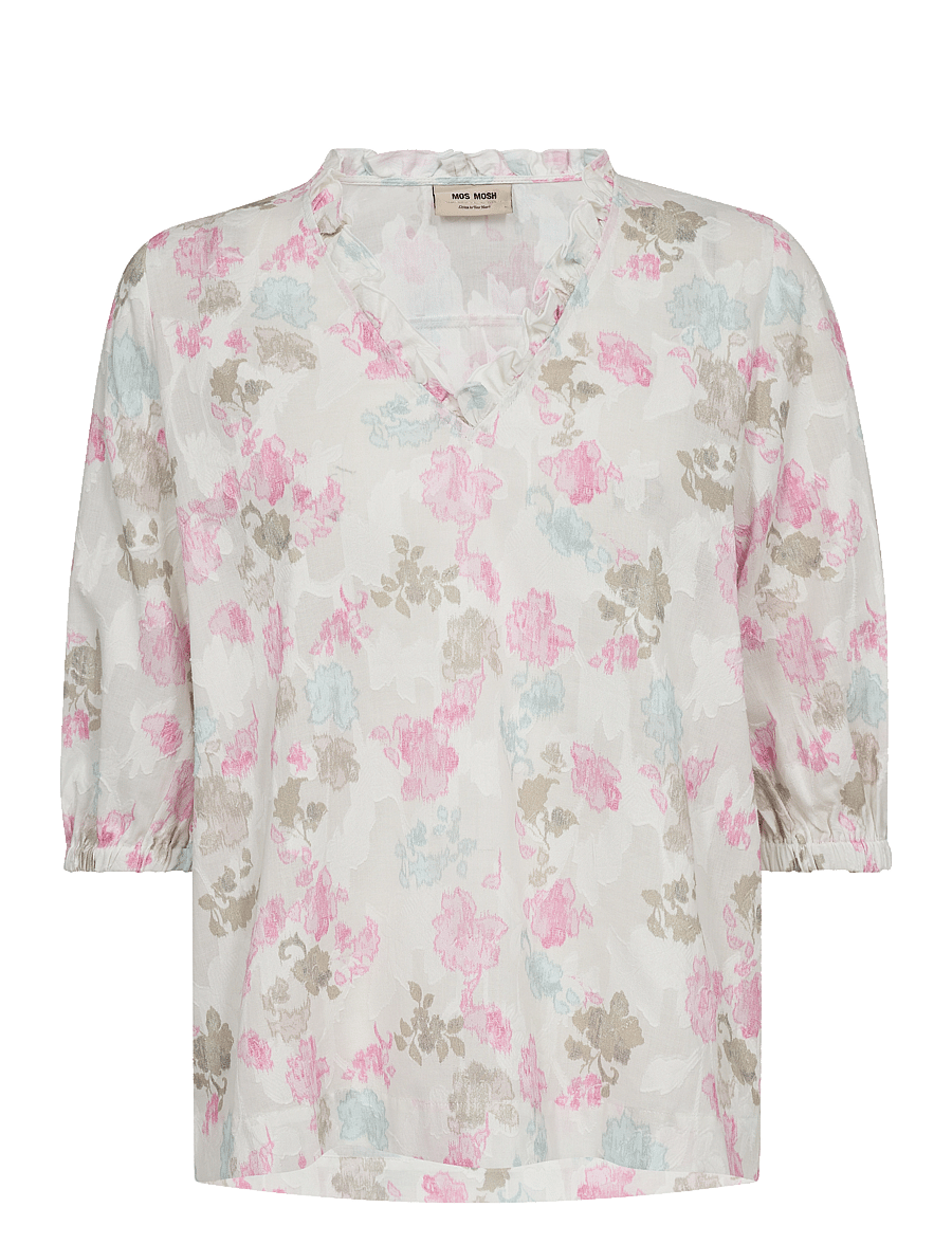 MOS MOSH - MMIzaa Ewa Blouse - kurzärmelige blusen - ecru - 0