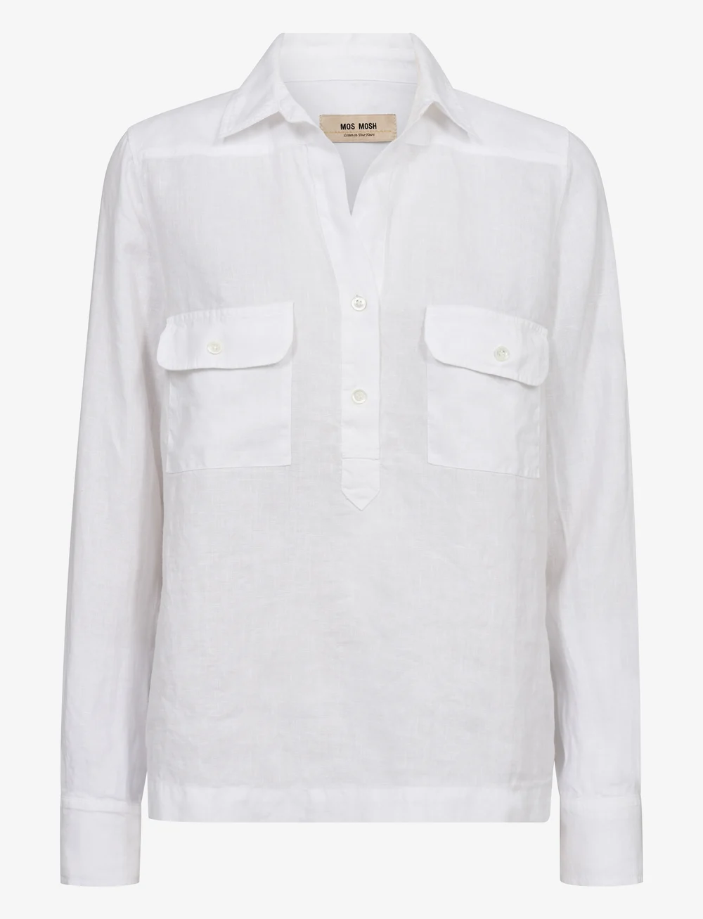 MOS MOSH - MMEnna Linen Pocket Blouse - linneskjortor - white - 0