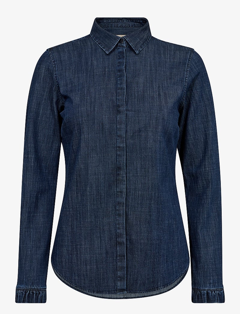 MOS MOSH - MMMattie Flip Denim Shirt - langärmlige hemden - dark blue - 1