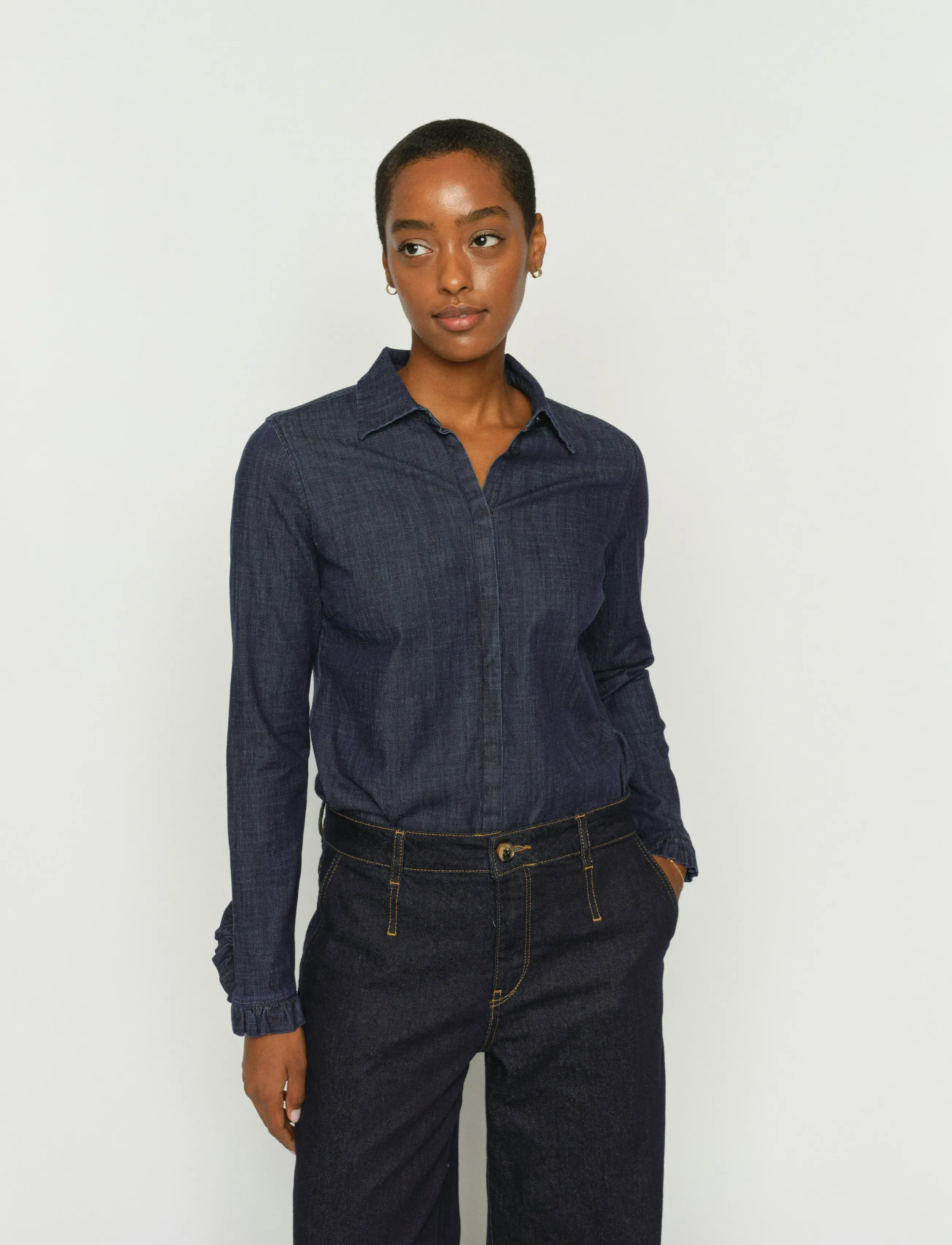 MOS MOSH MMMattie Flip Denim Shirt - Blusar & Skjortor - DARK BLUE / navy