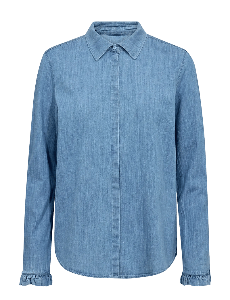 MOS MOSH - MMMattie Flip Denim Shirt - long-sleeved shirts - mid blue - 0