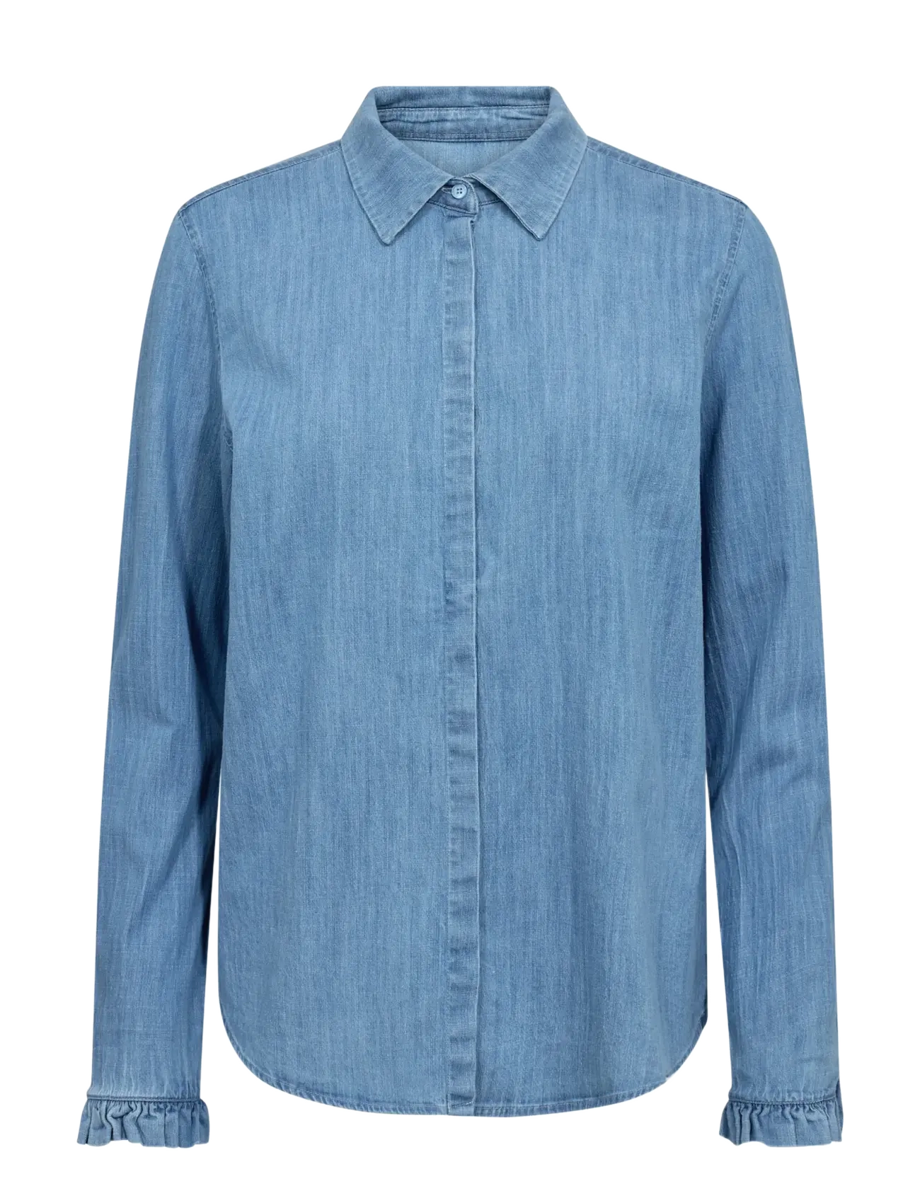 MOS MOSH MMMattie Flip Denim Shirt - Bluser & Skjorter - MID BLUE / blue