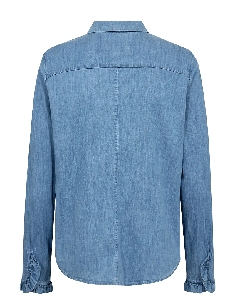 MOS MOSH - MMMattie Flip Denim Shirt - long-sleeved shirts - mid blue - 1
