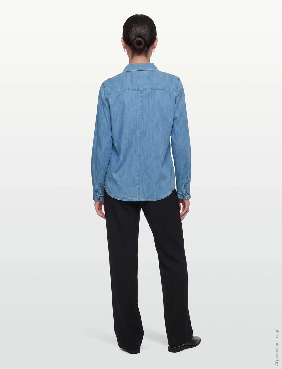 MOS MOSH - MMMattie Flip Denim Shirt - langärmlige hemden - mid blue - 4
