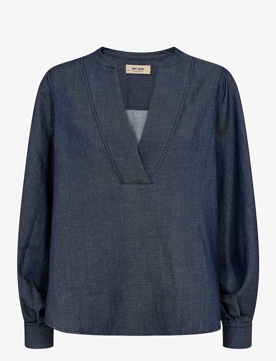 MOS MOSH - MMYen Denim Blouse - pikkade varrukatega pluusid - dark blue - 0