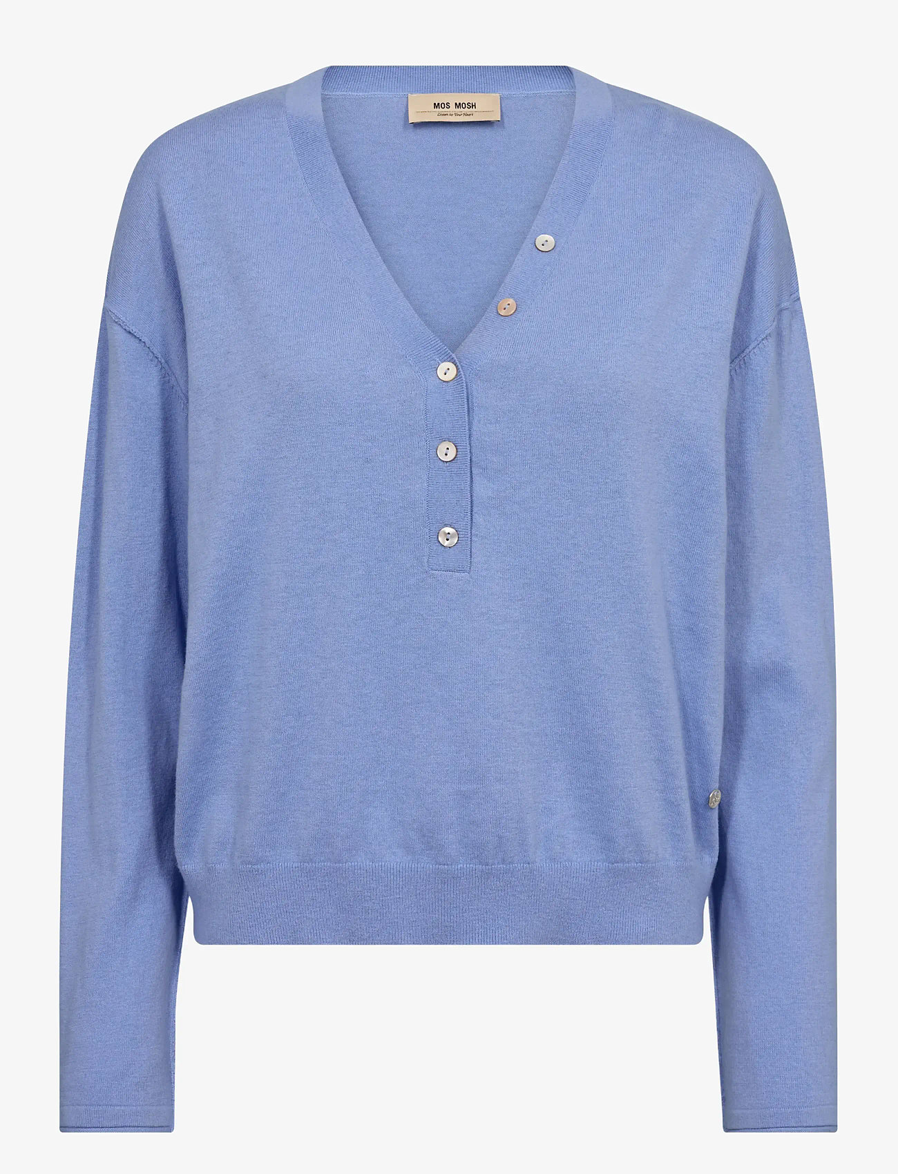 MOS MOSH - MMChani Placket Knit - efterårstøj - hydrangea - 0