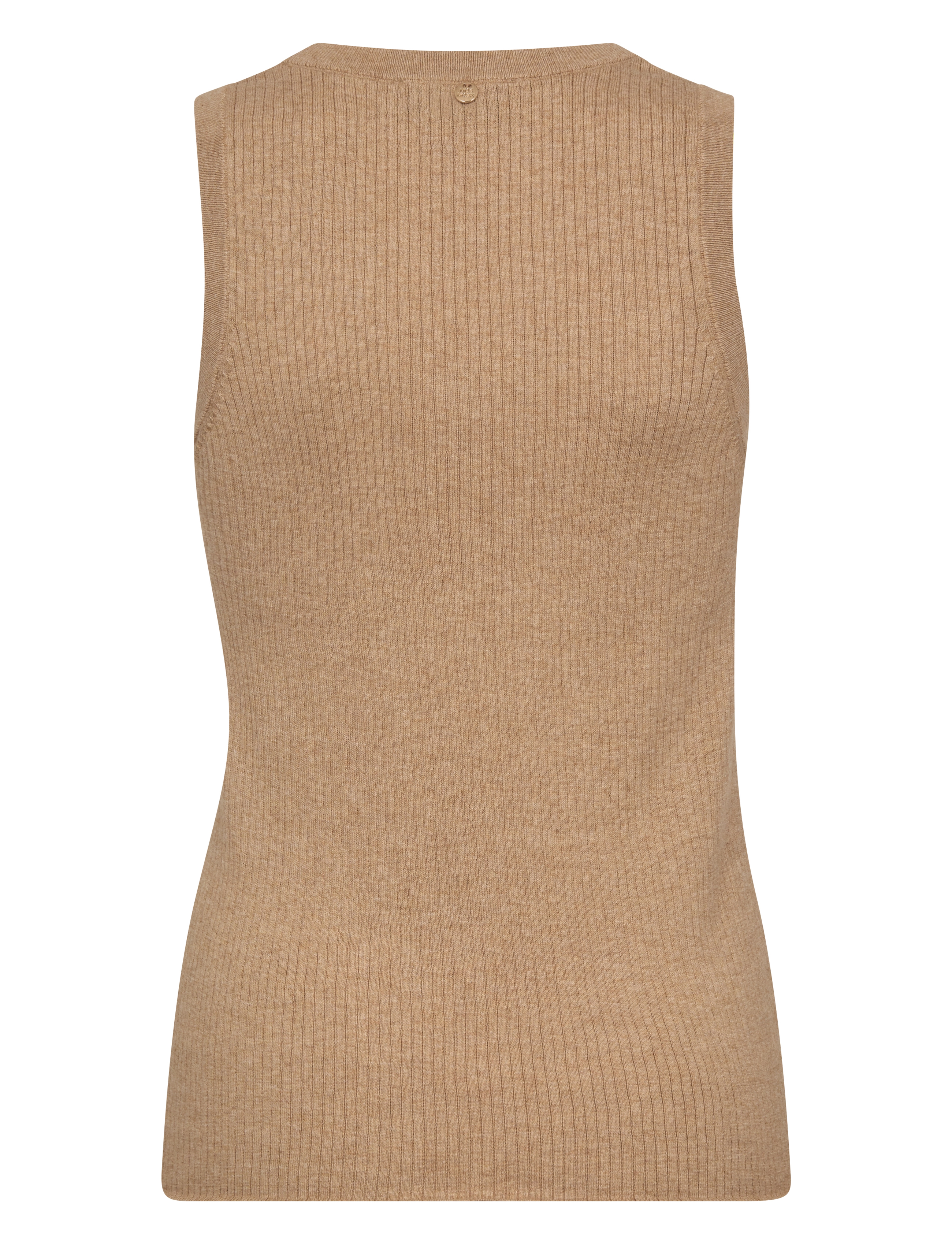 MOS MOSH - MMRelena Tani Rib V-neck Tank Top - adītas vestes - sesame - 1