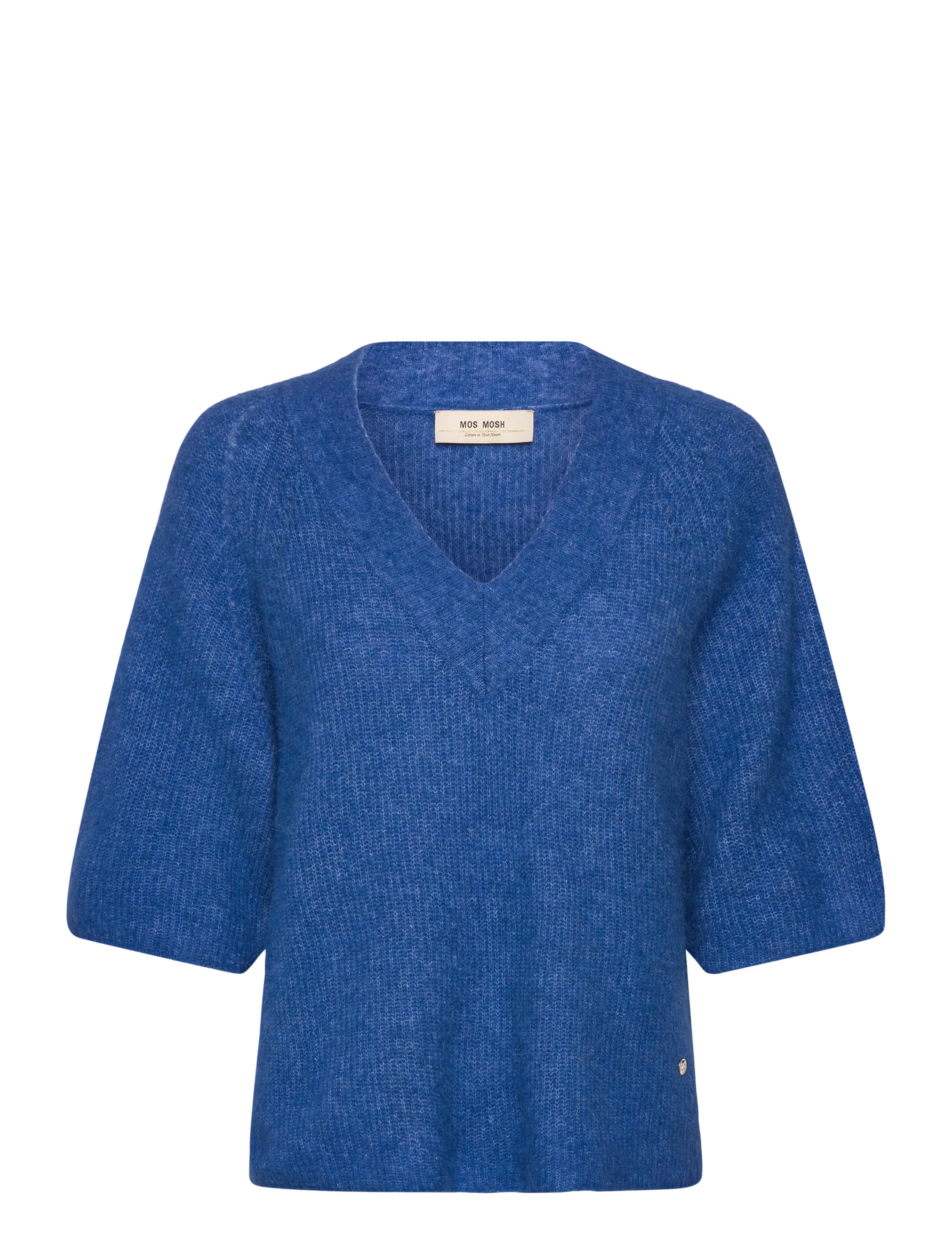 MOS MOSH Mmtaci 3/4 V-Ausschnitt Knit Blau - M - Damen