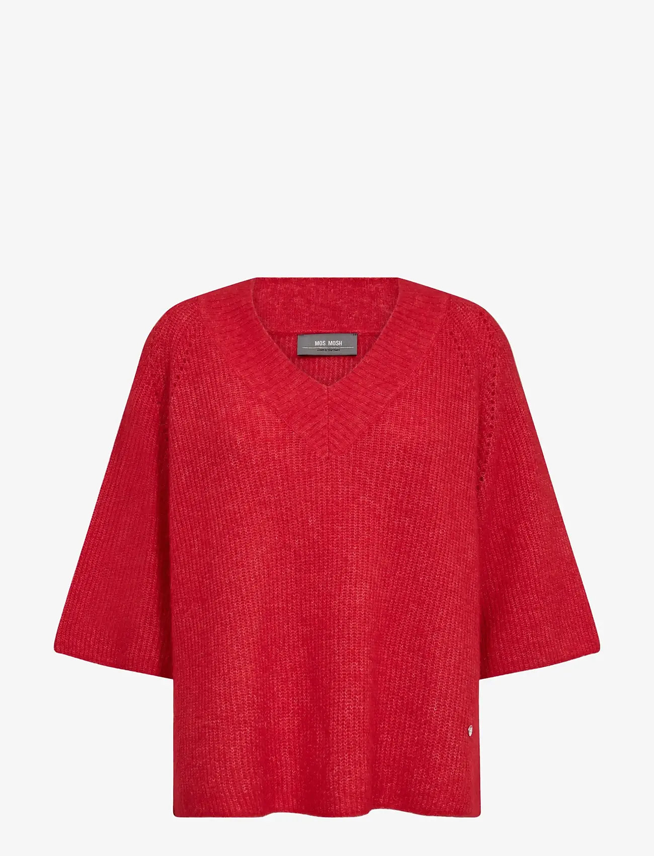 MOS MOSH - MMTaci 3/4 V-Neck Knit - striktrøjer - chinese red - 0