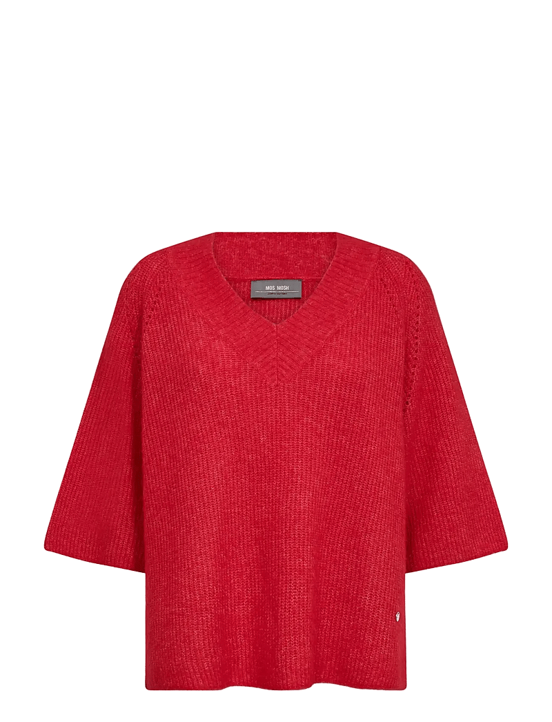 MOS MOSH - MMTaci 3/4 V-Neck Knit - striktrøjer - chinese red - 0