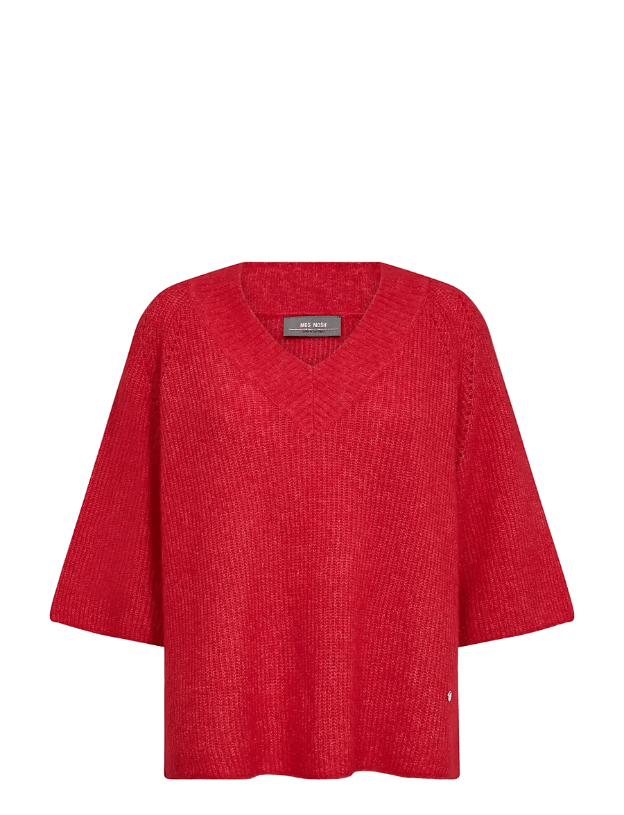 MOS MOSH - MMTaci 3/4 V-Neck Knit - pullover - chinese red - 0