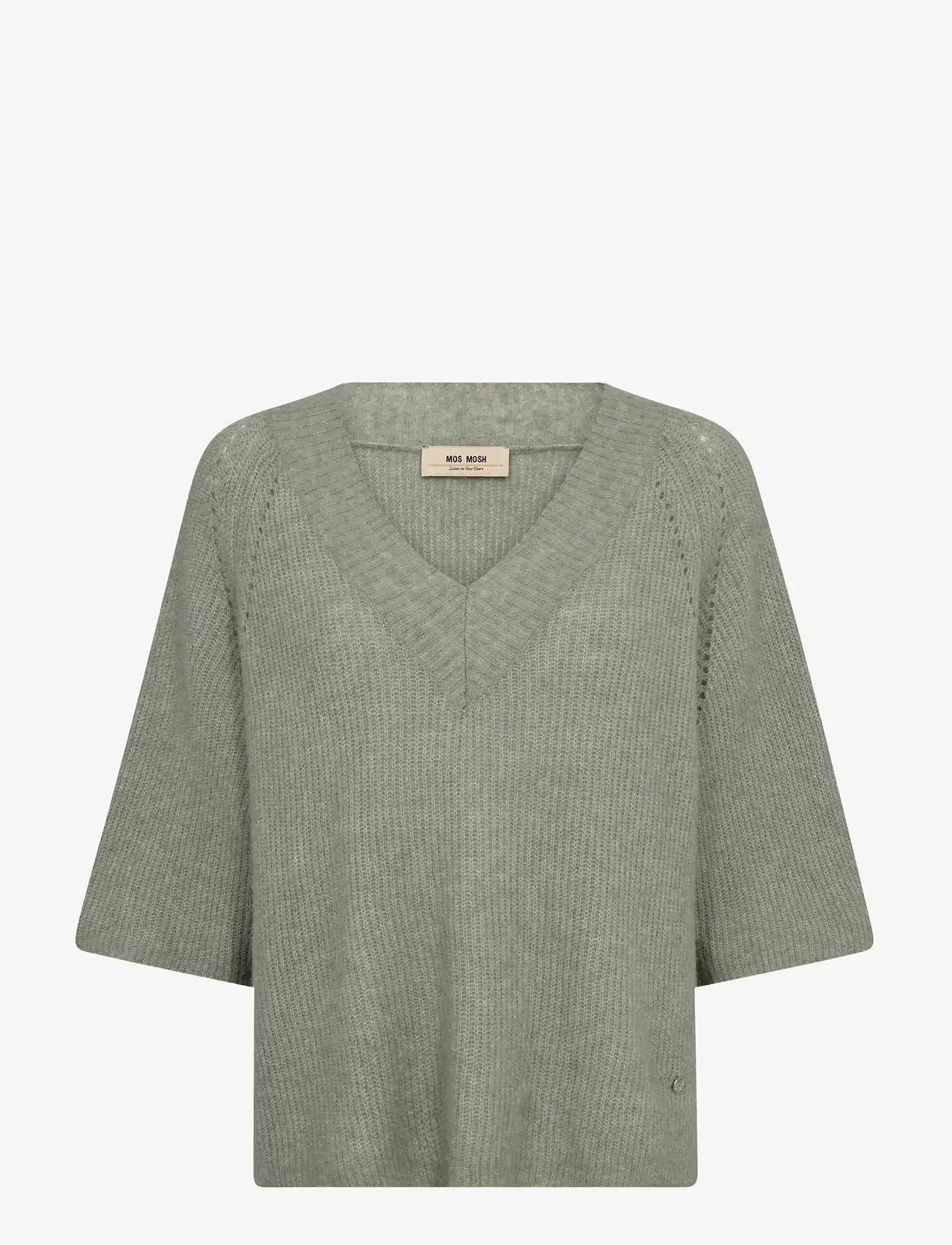 MOS MOSH - MMTaci 3/4 V-Neck Knit - sviitrid - shadow - 0