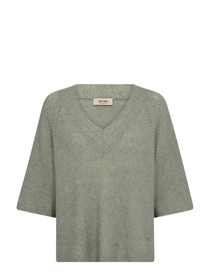 MOS MOSH - MMTaci 3/4 V-Neck Knit - sviitrid - shadow - 0