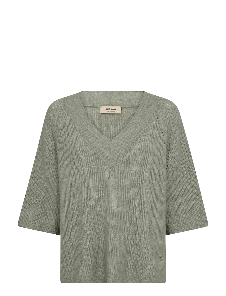 MOS MOSH - MMTaci 3/4 V-Neck Knit - gebreide truien - shadow - 0