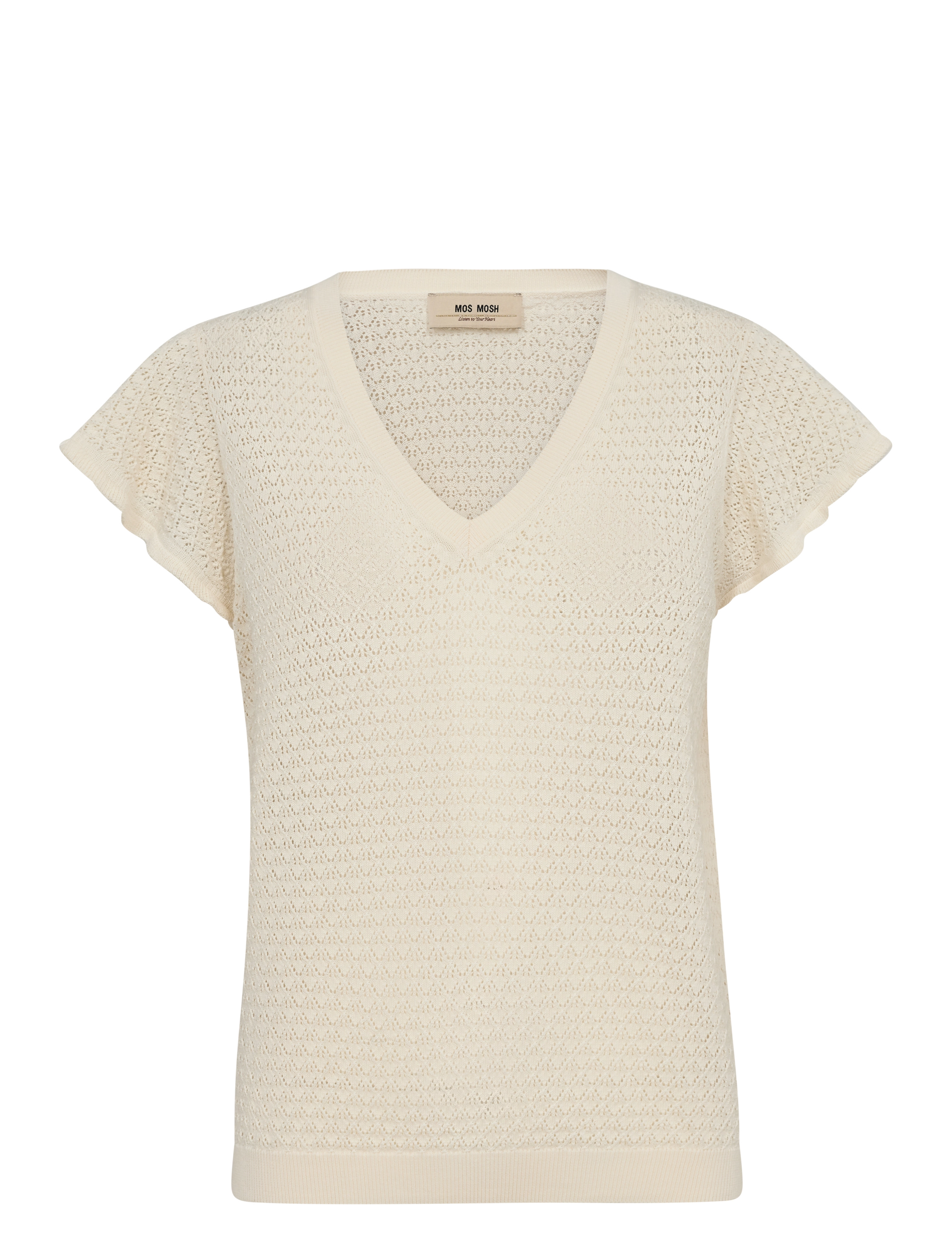 MOS MOSH - MMGanna Pattern V-neck Knit - kampsunid - ecru - 0