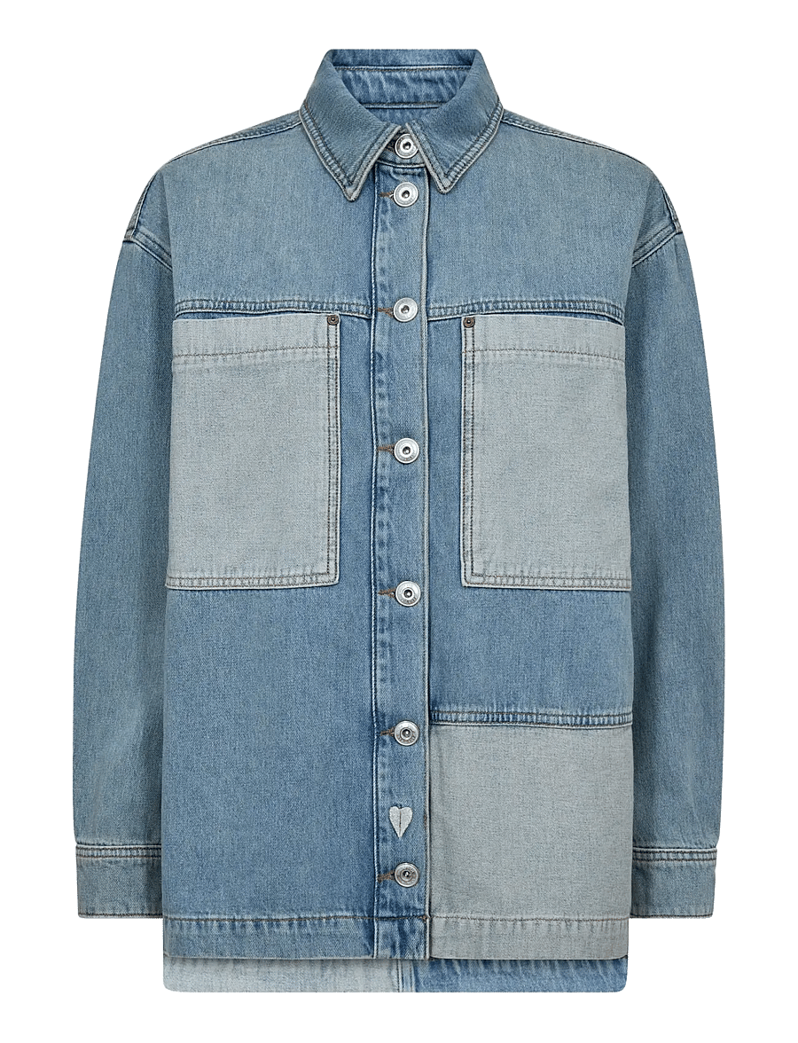 MOS MOSH - MMLydia Block Shirt - langärmlige hemden - mid blue - 0
