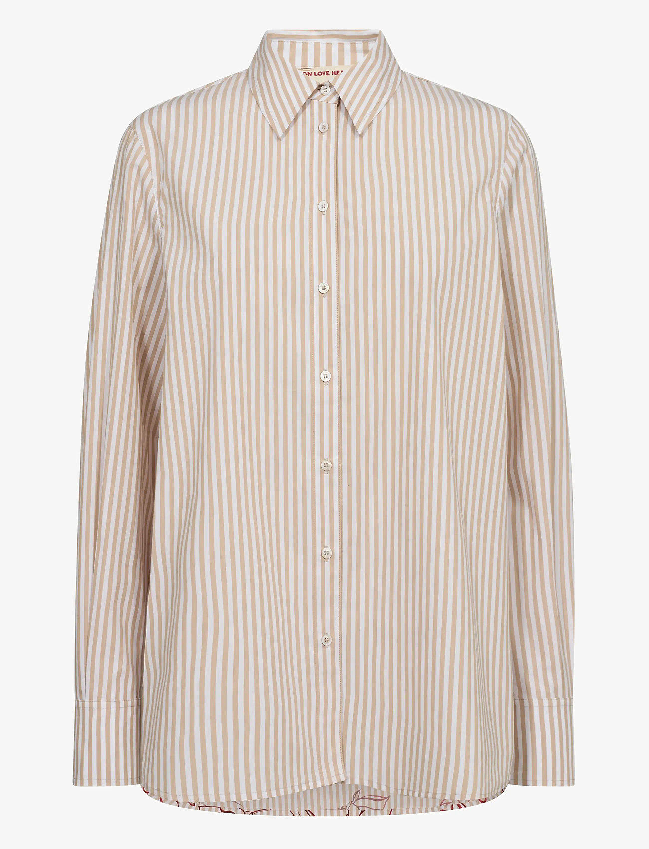 MOS MOSH - MMElinda Leafy Stripe Shirt - long-sleeved shirts - sesame - 0