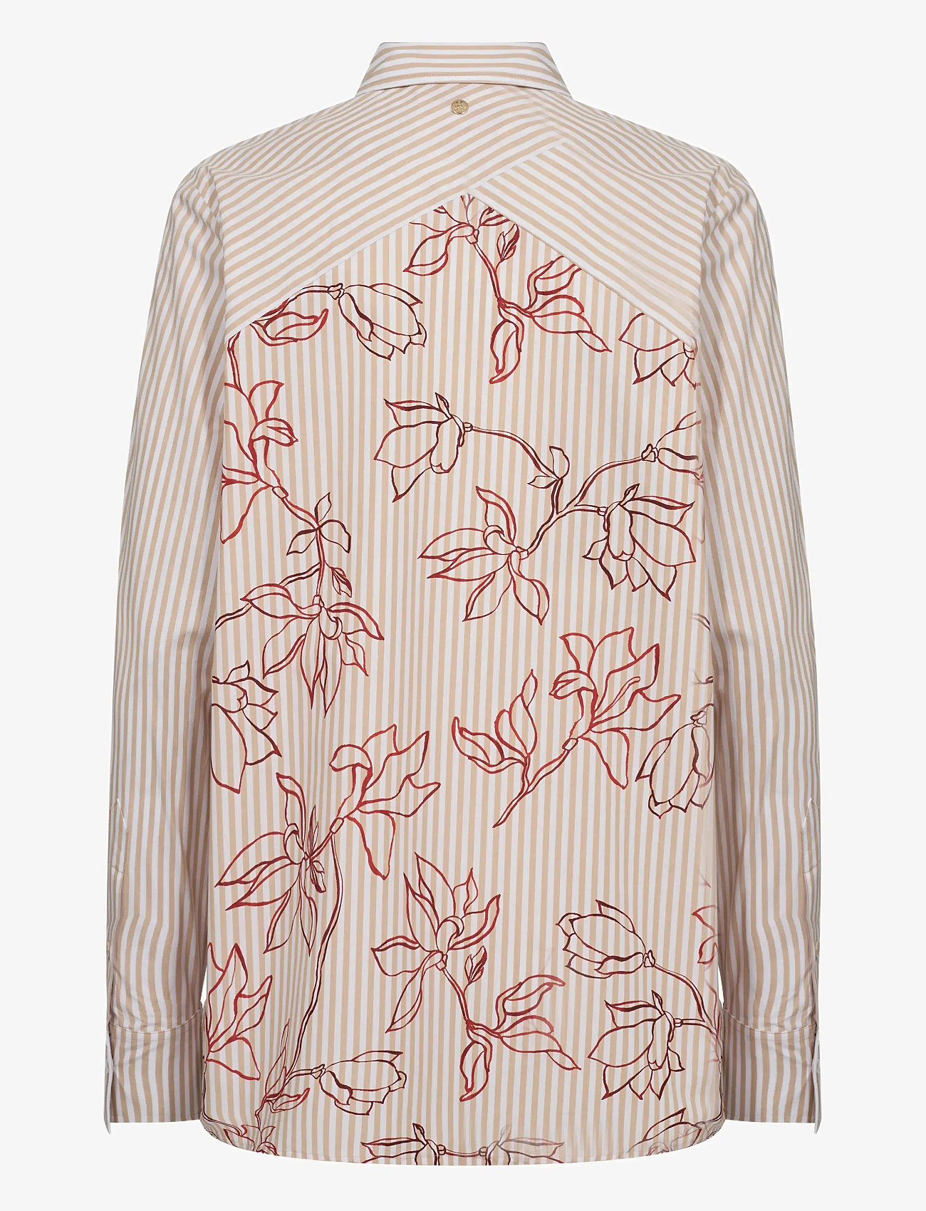 MOS MOSH - MMElinda Leafy Stripe Shirt - long-sleeved shirts - sesame - 1