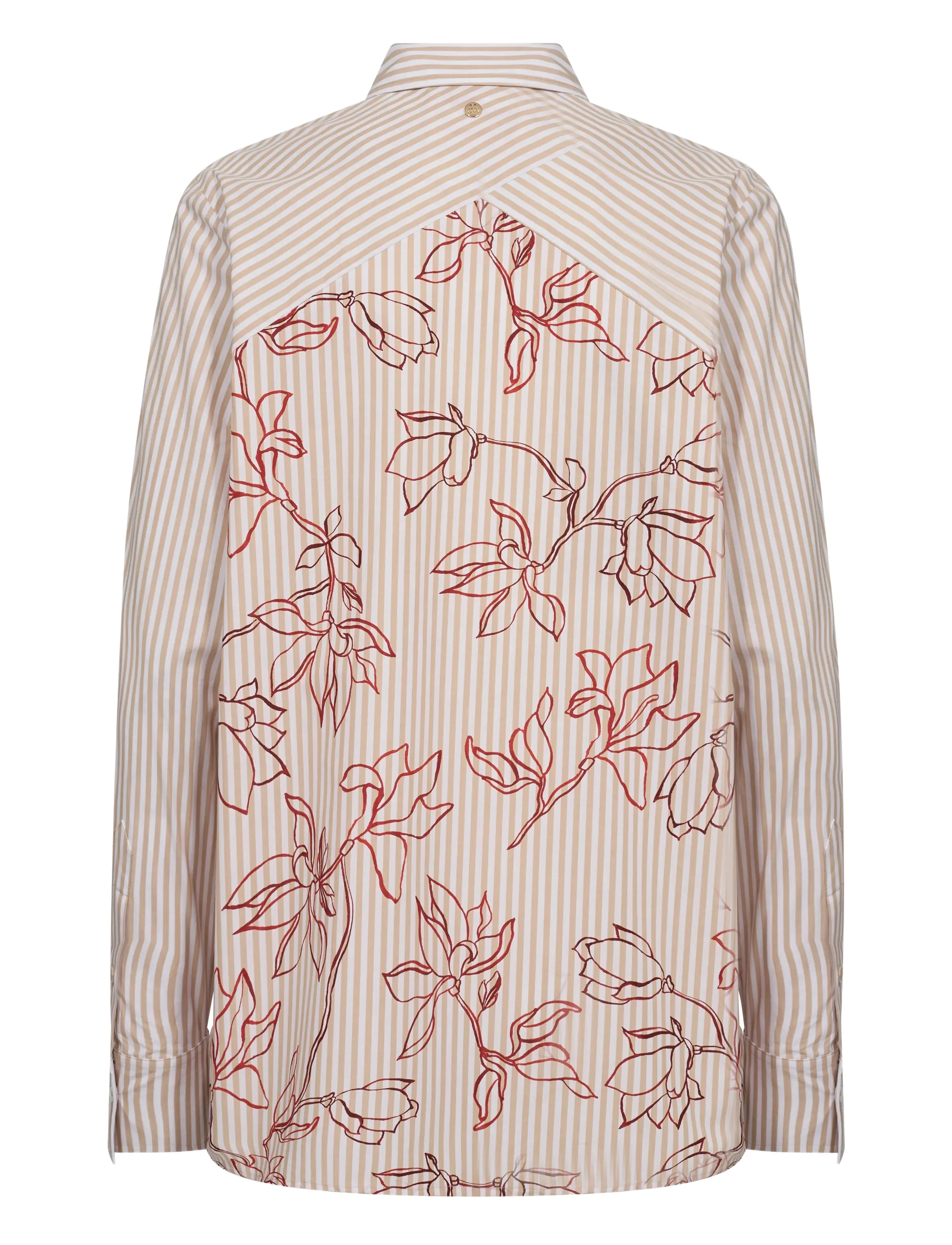 MOS MOSH - MMElinda Leafy Stripe Shirt - marškiniai ilgomis rankovėmis - sesame - 1
