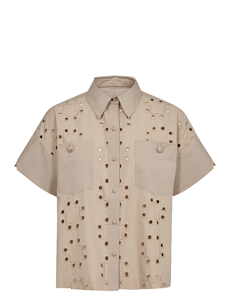 MOS MOSH - MMTazhi Cotny Shirt - lühikeste varrukatega särgid - feather gray - 0