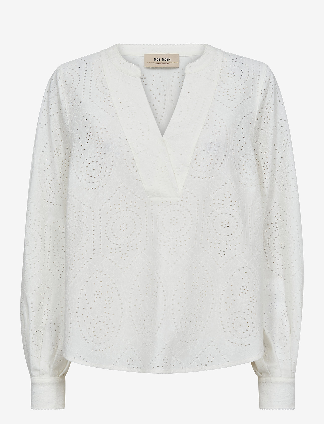 MOS MOSH - MMYen Sina Lace Blouse - langärmlige blusen - ecru - 0
