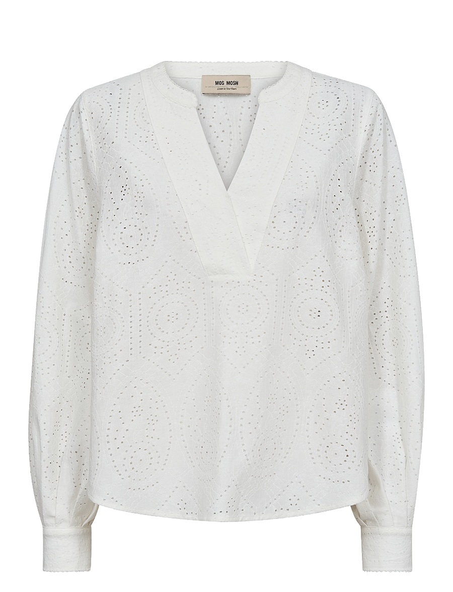 MOS MOSH - MMYen Sina Lace Blouse - langärmelige blusen - ecru - 0