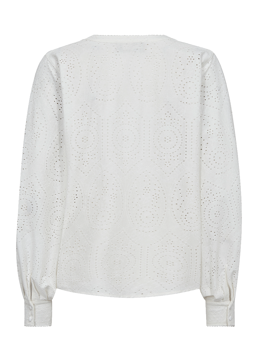 MOS MOSH - MMYen Sina Lace Blouse - langärmelige blusen - ecru - 1