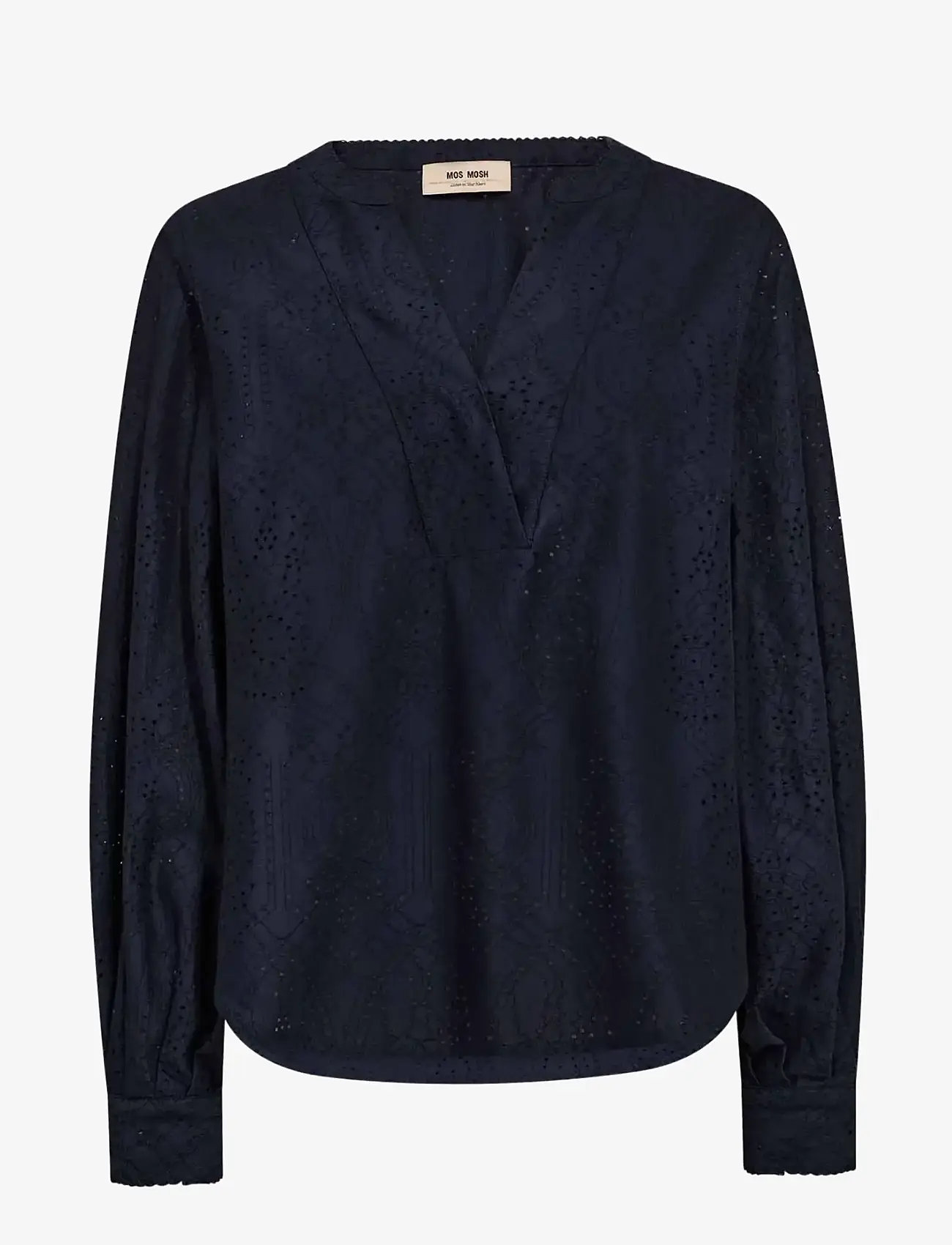 MOS MOSH - MMYen Sina Lace Blouse - langærmede bluser - salute navy - 0