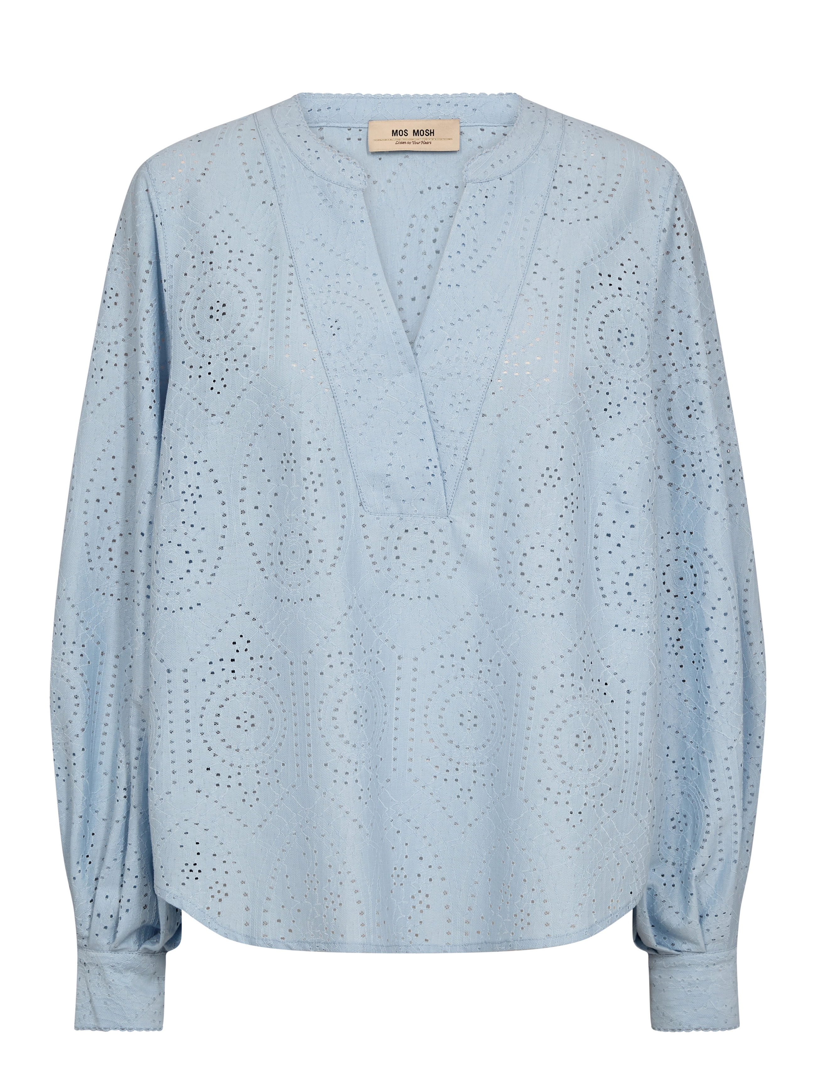 MOS MOSH Mmyen Sina Lace Blouse, S, Blouses, Blau - Long-sleeved, Frauen