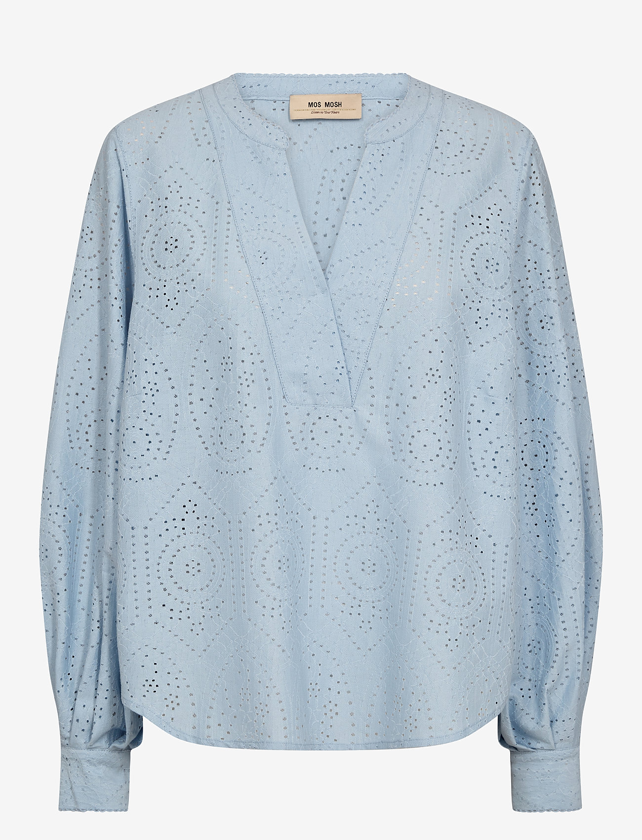 MOS MOSH - MMYen Sina Lace Blouse - langermede bluser - skyway - 0