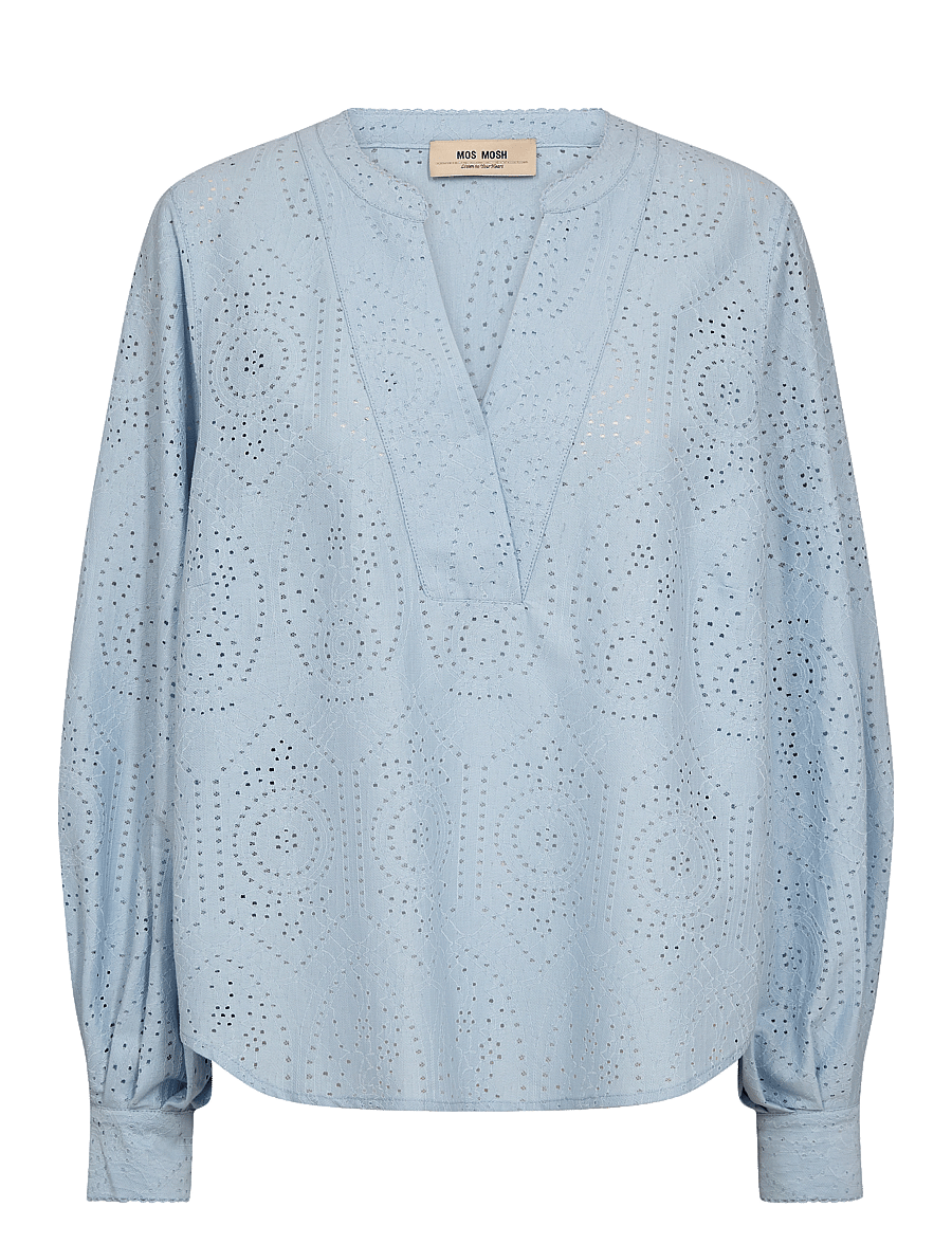 MOS MOSH - MMYen Sina Lace Blouse - langärmelige blusen - skyway - 0