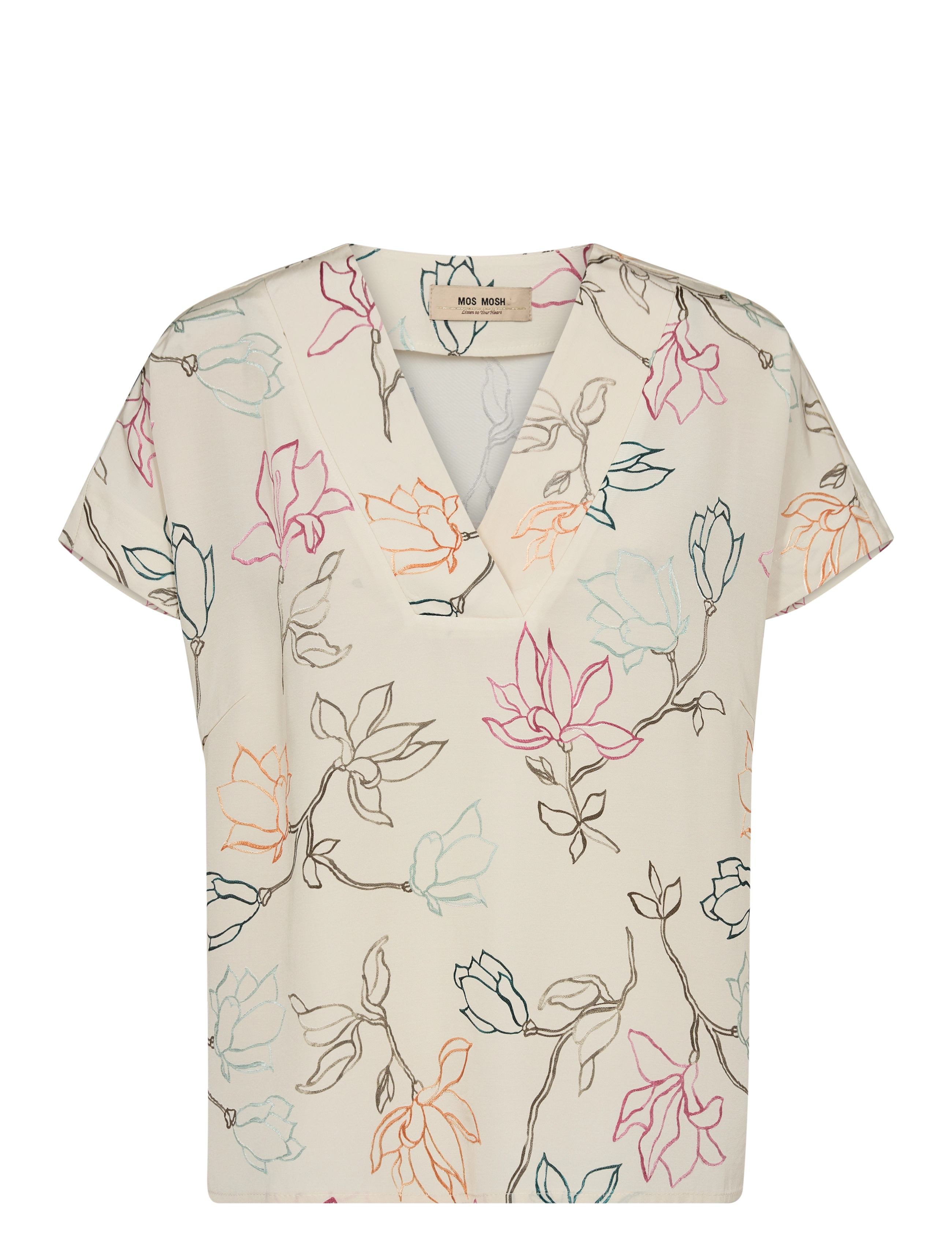 MOS MOSH Mmmargie Leavy Blouse, S, Blouses, Creme - Short-sleeved, Frauen