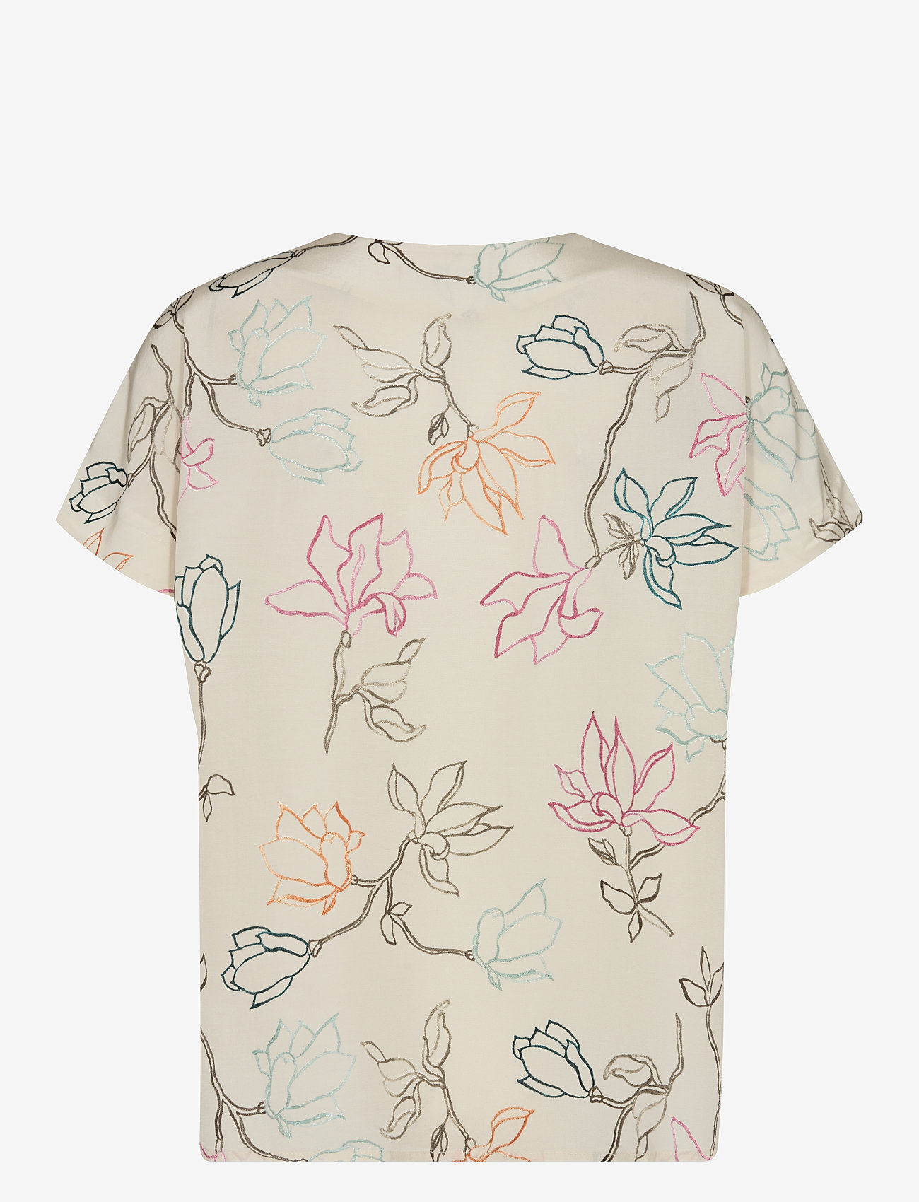 MOS MOSH - MMMargie Leavy Blouse - kortærmede bluser - ecru - 1