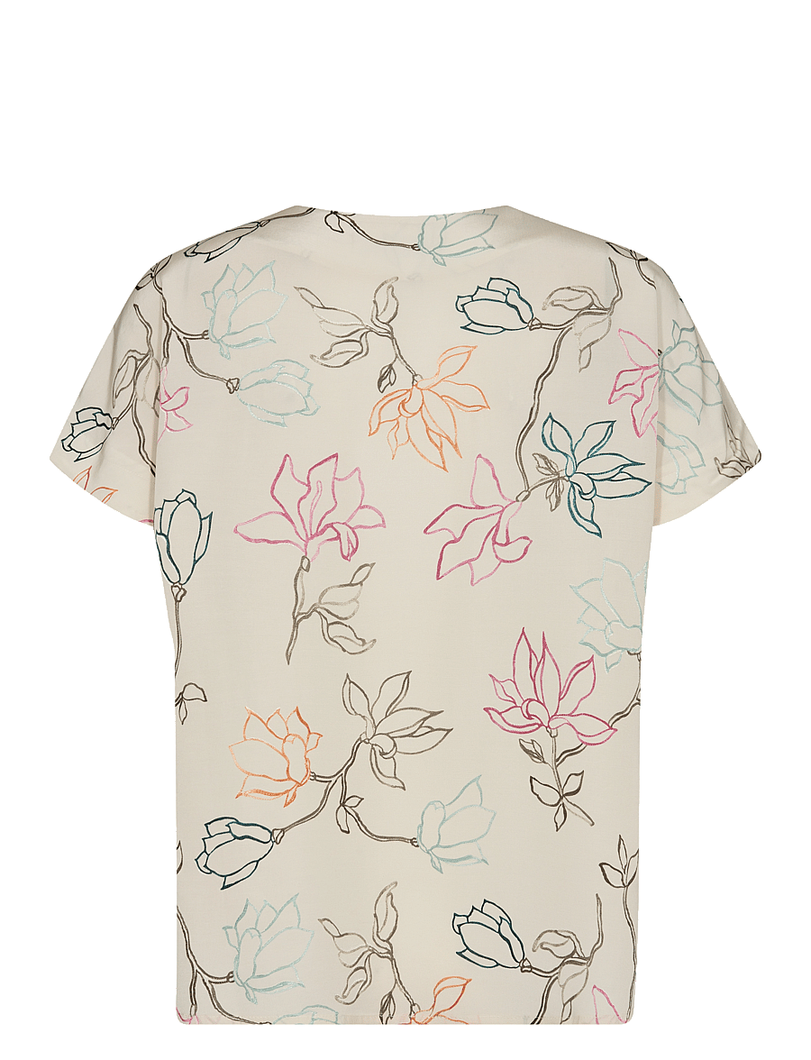 MOS MOSH - MMMargie Leavy Blouse - kurzärmelige blusen - ecru - 1