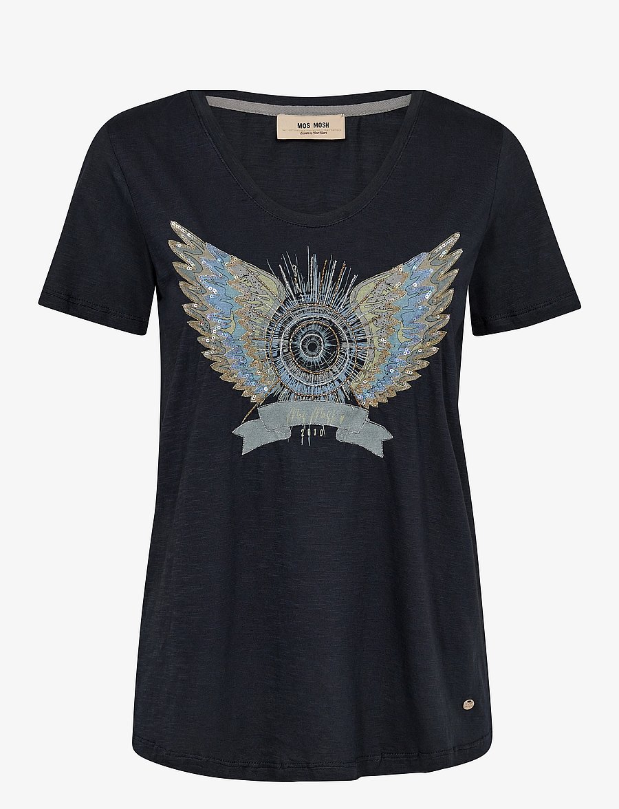 MOS MOSH - MMGethi Deco Tee - t-shirts - salute navy - 0