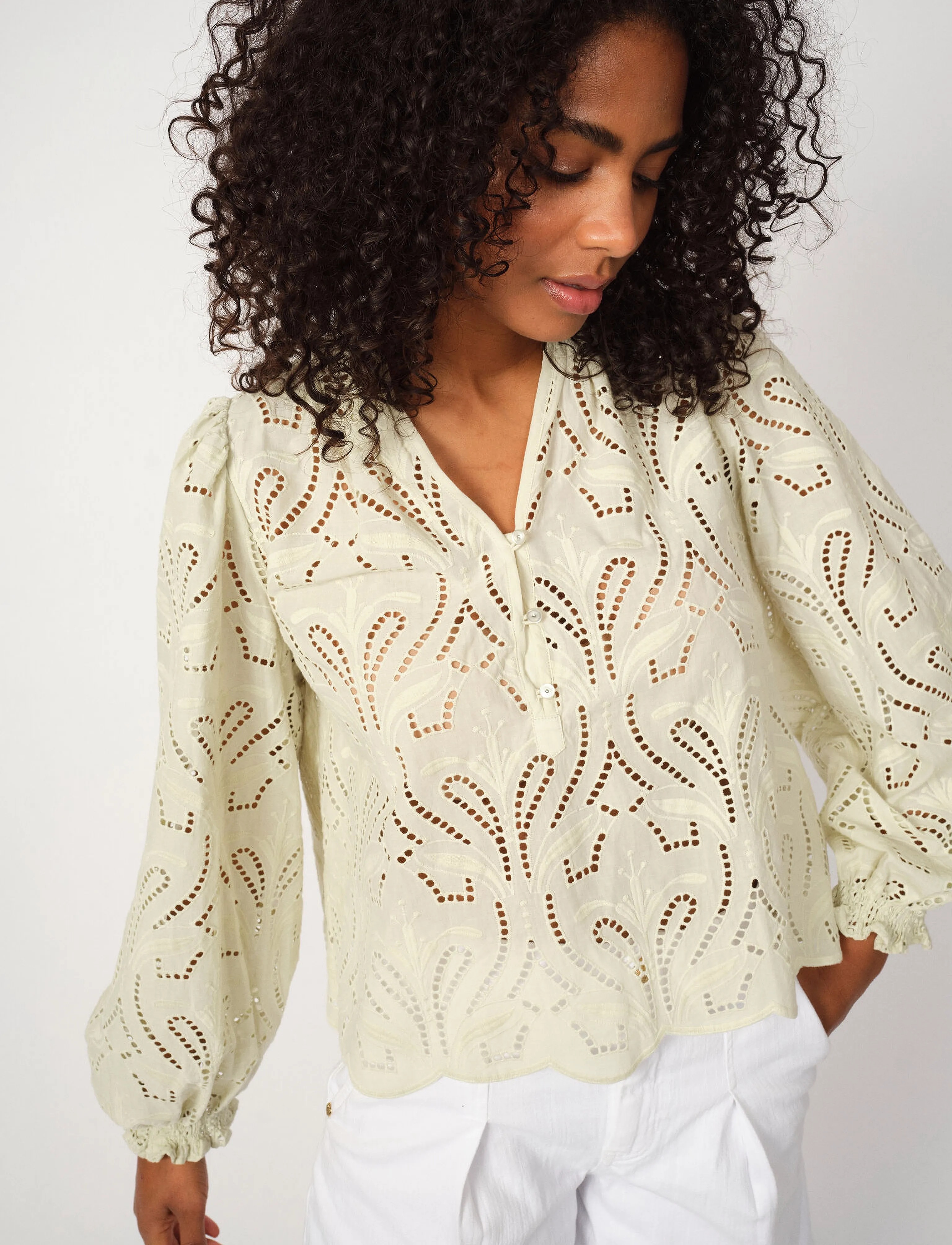 MOS MOSH - MMTazzin Caza Blouse - långärmade blusar - celadon tint - 0