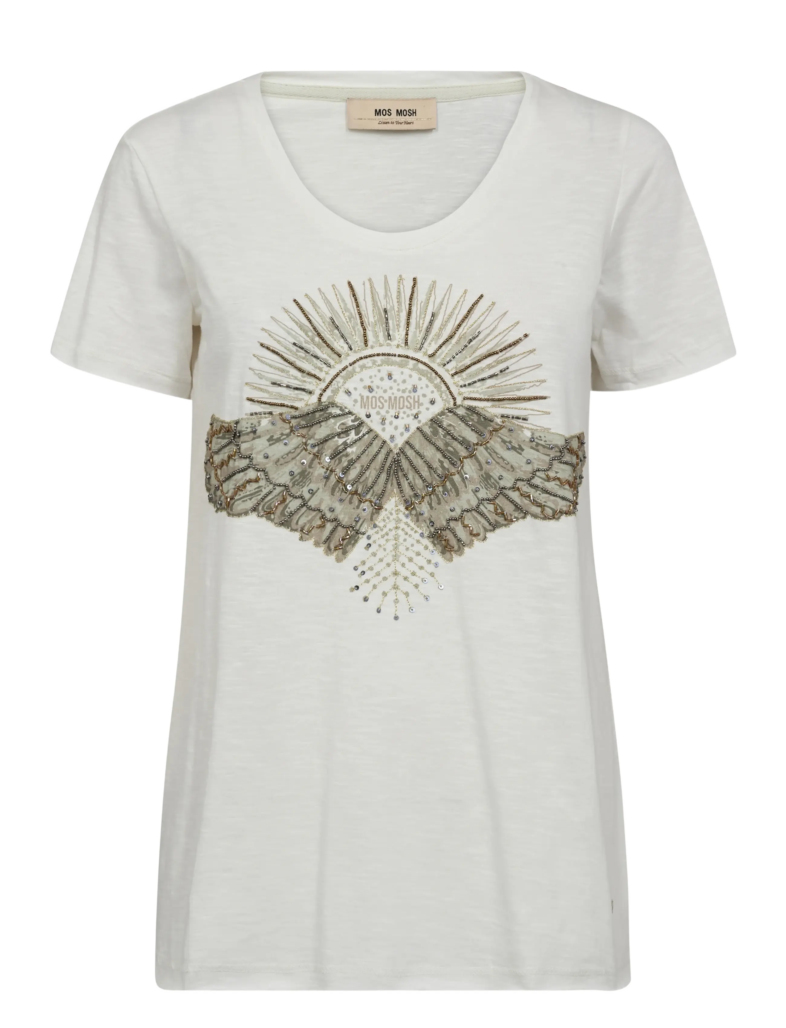 MOS MOSH Mmnadine O-Ss Deco Tee Weiß - XS - Damen