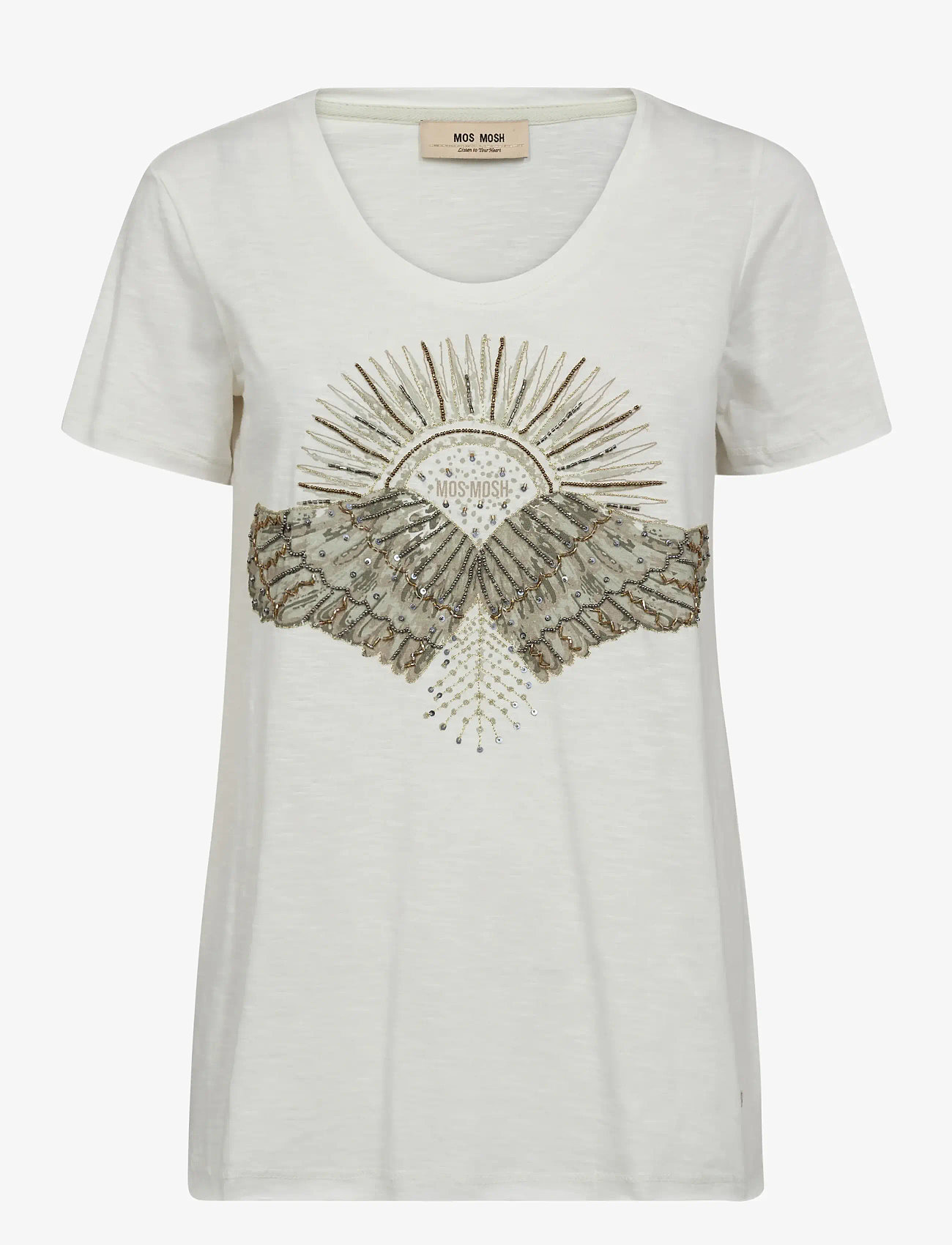 MOS MOSH - MMNadine O-SS Deco Tee - t-särgid - celadon tint - 1