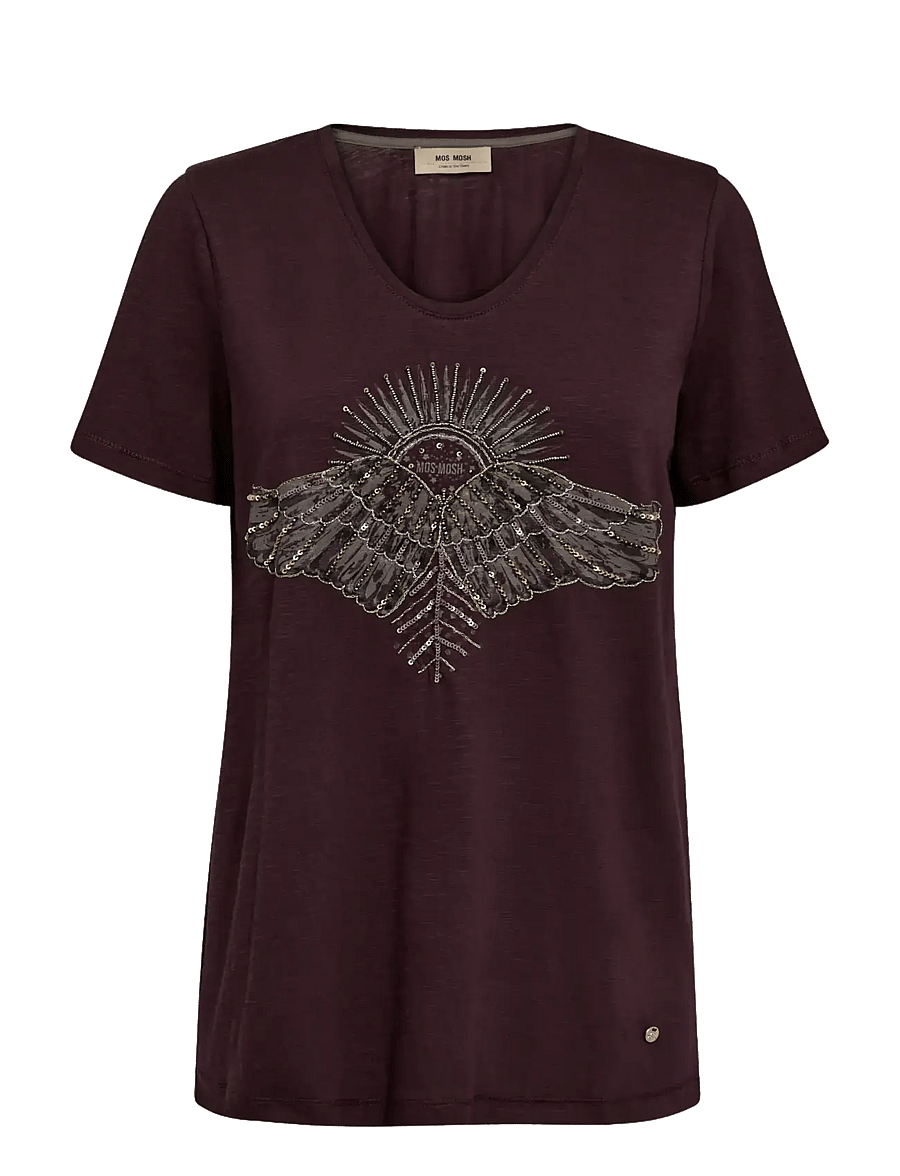 MOS MOSH - MMNadine O-SS Deco Tee - t-shirts - fudge - 1