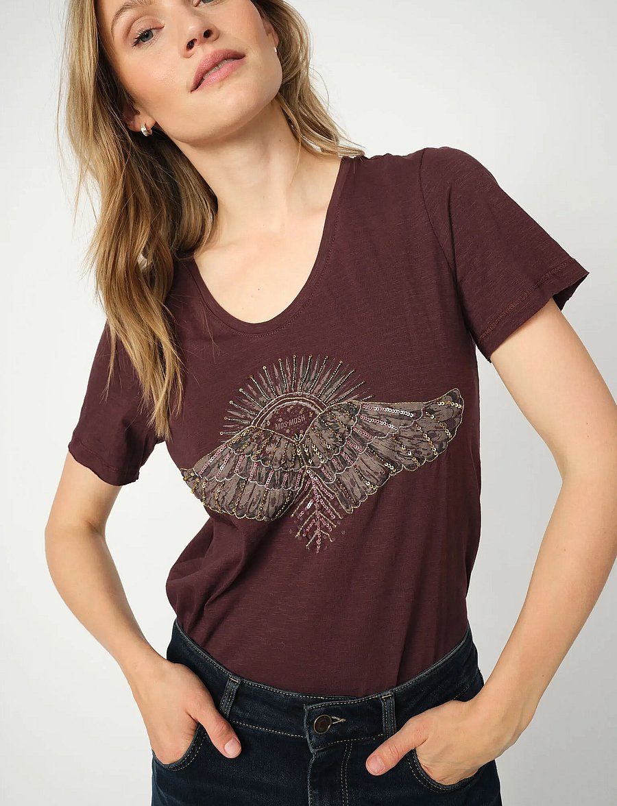 MOS MOSH - MMNadine O-SS Deco Tee - t-shirts - fudge - 3