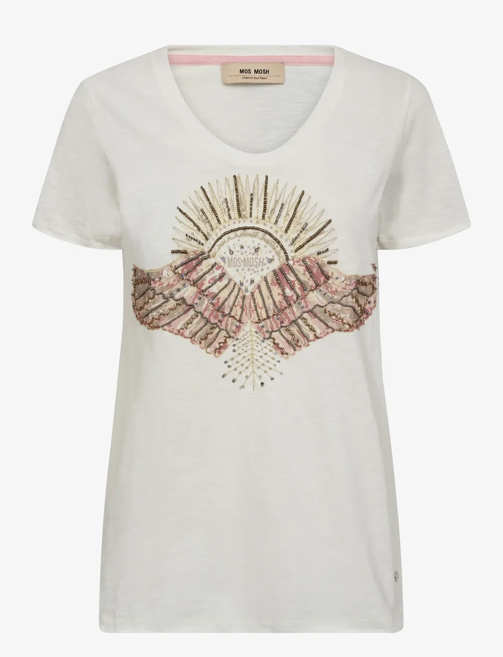 MOS MOSH - MMNadine O-SS Deco Tee - t-shirts - powder pink - 1