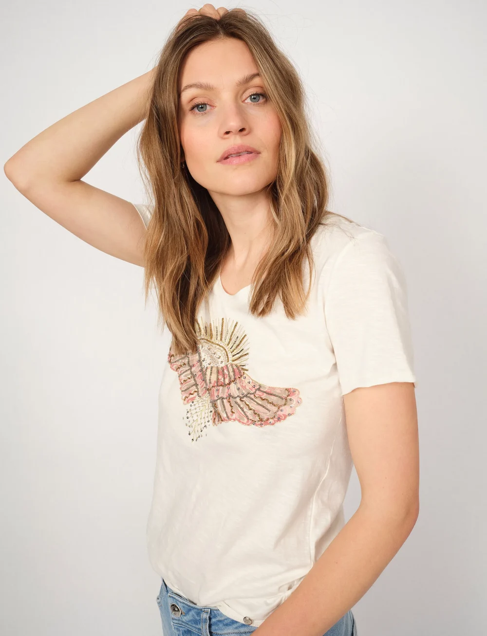 MOS MOSH - MMNadine O-SS Deco Tee - t-shirts - powder pink - 3