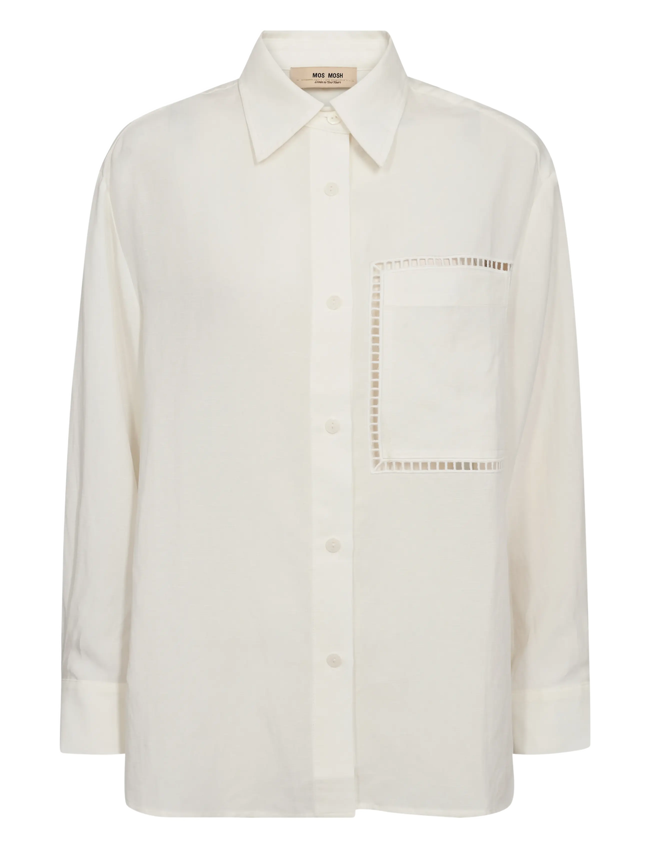 MOS MOSH MMJova Alexis Shirt - Luftigt linned - ECRU / white